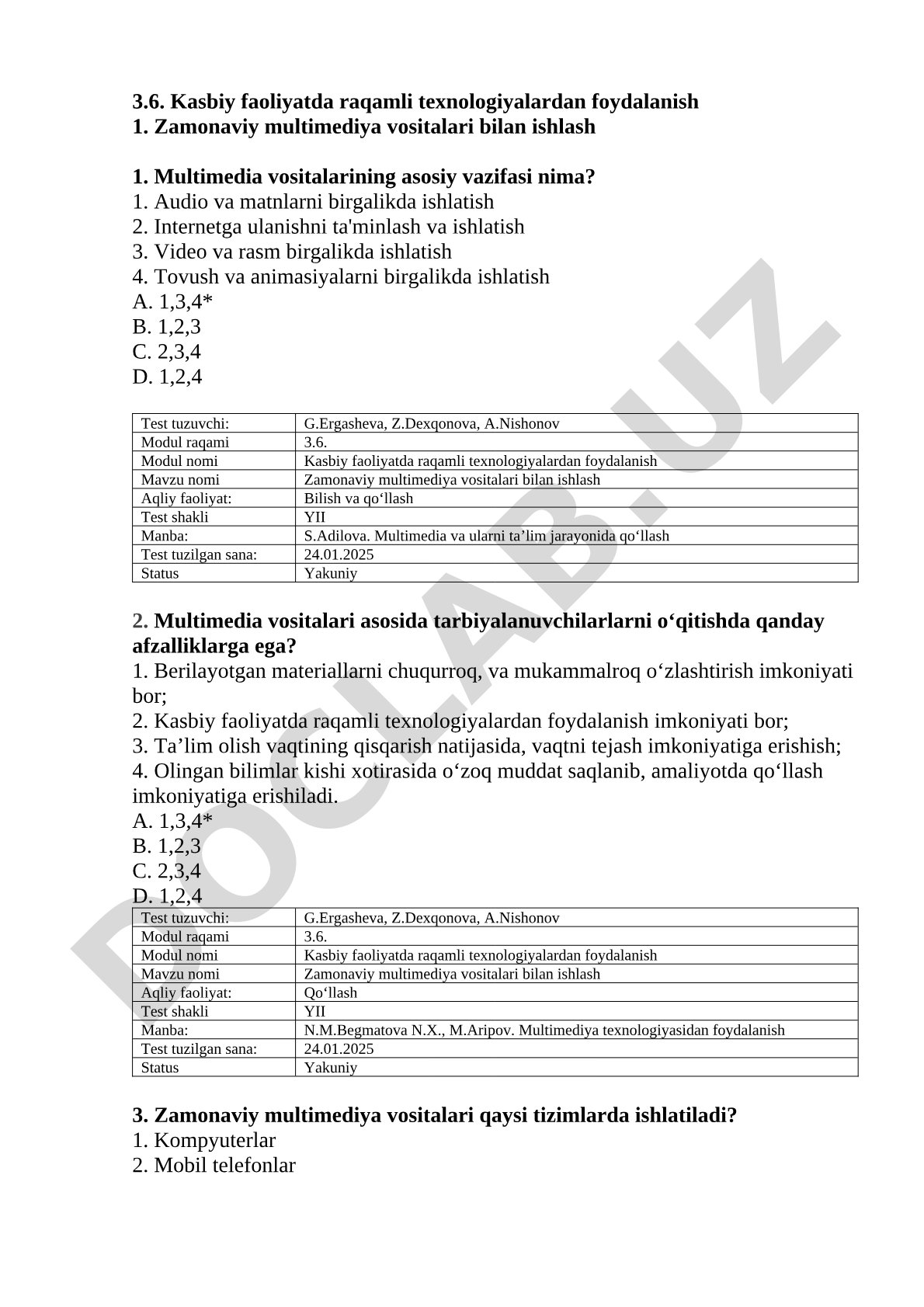 Zamonaviy multimediya vositalari bilan ishlash