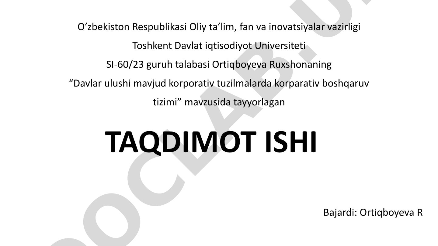Davlat ulushi mavjud korporativ tuzilmalarda korporativ boshqaruv tizimi