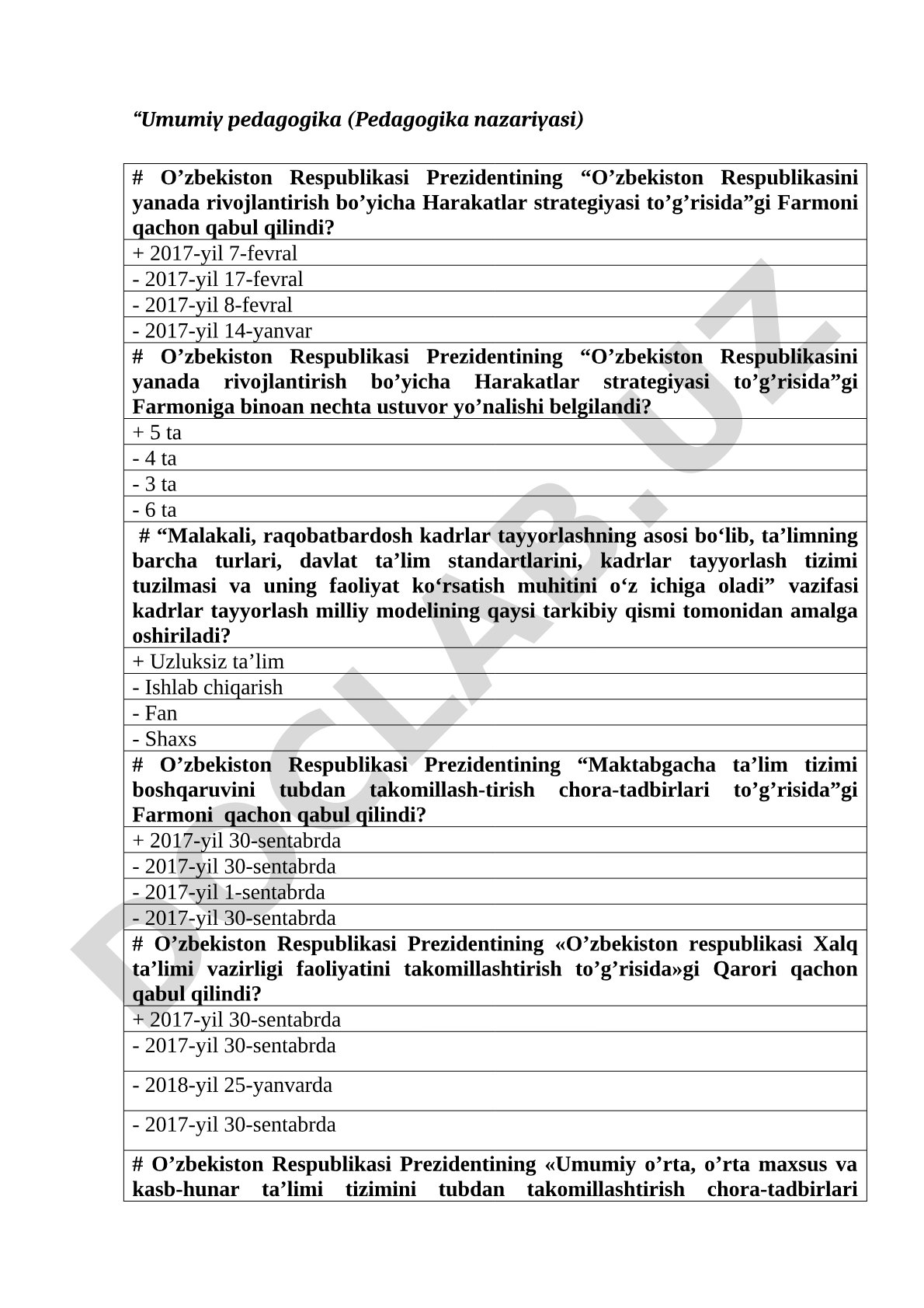 Umumiy pedagogika (Pedagogika nazariyasi)