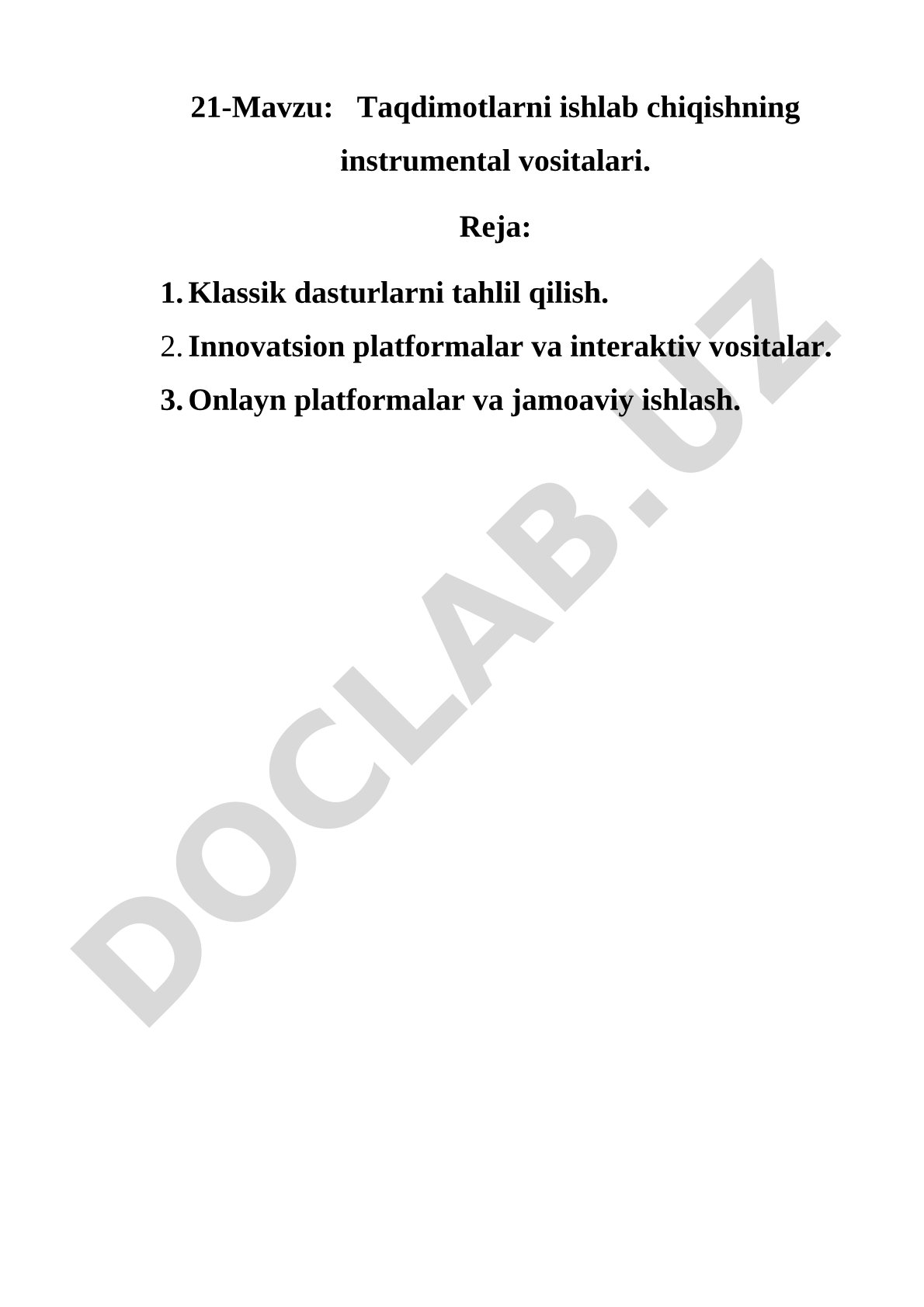 Taqdimotlarni ishlab chiqishning instrumental vositalari