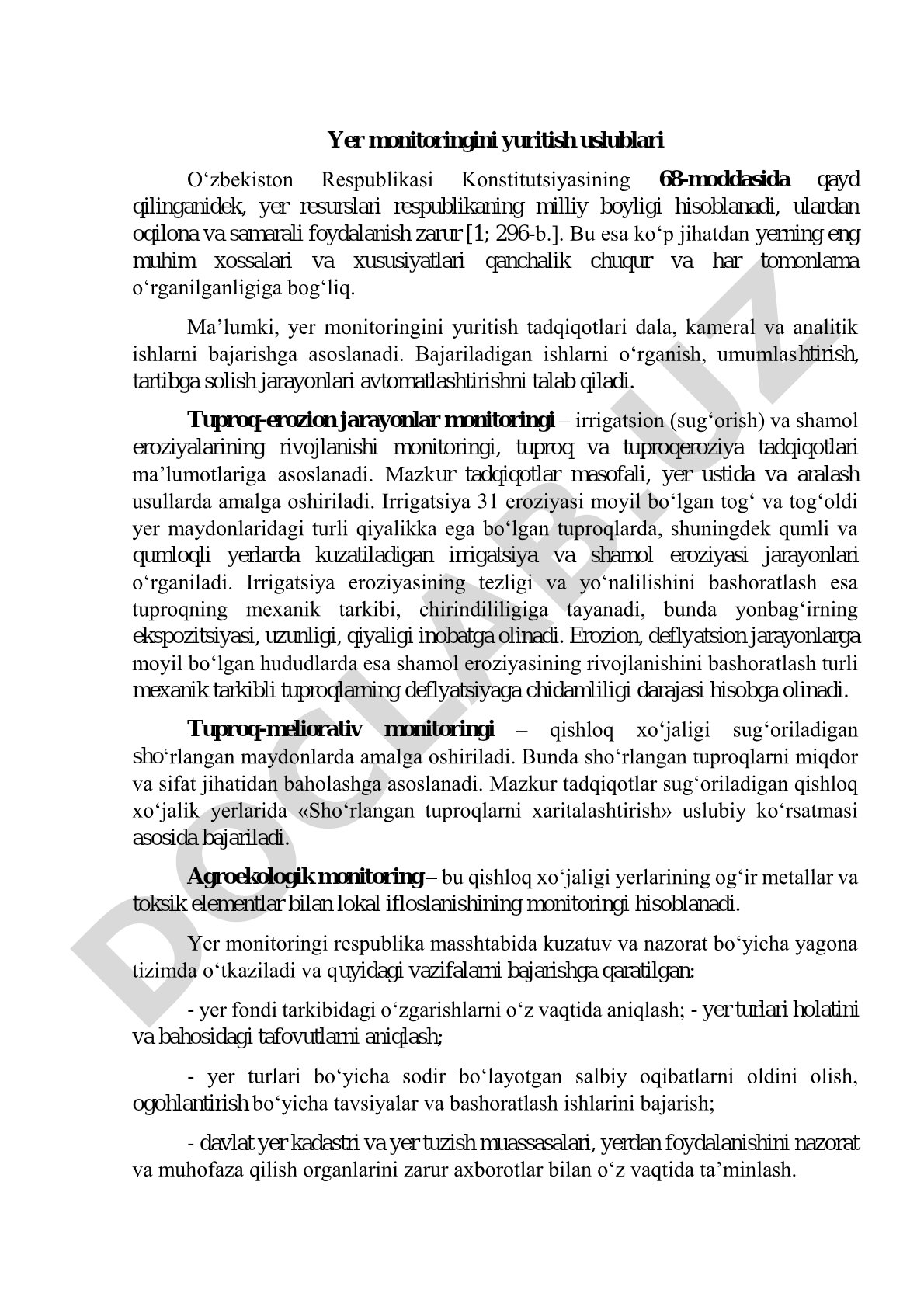 Yer monitoringini yuritish uslublari
