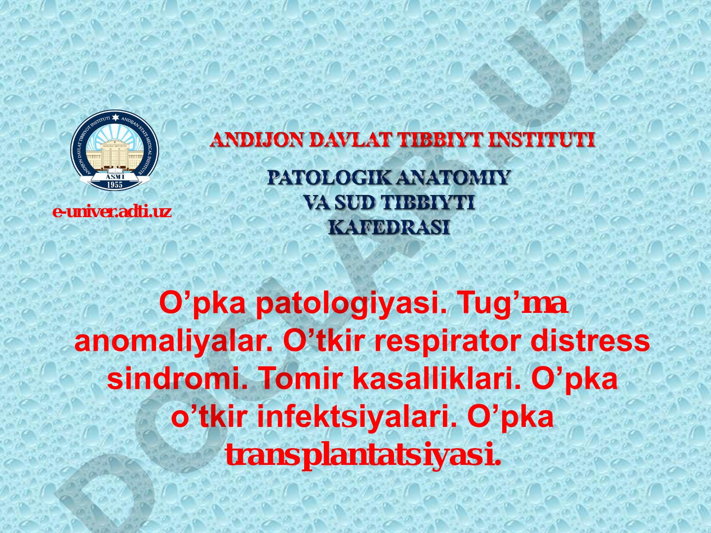 O'pka patologiyasi va pnevmoniya tasnifi