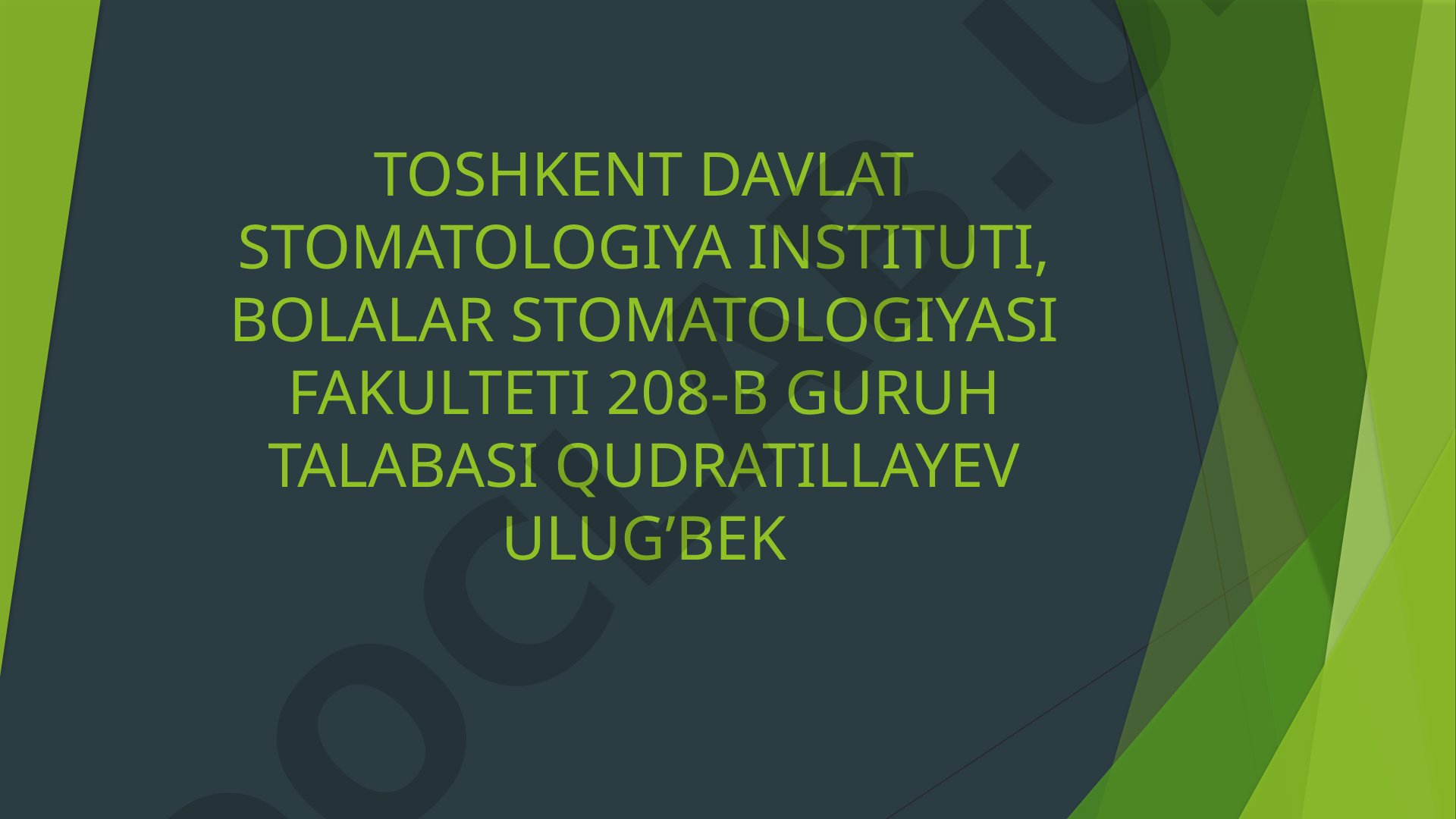 Blek bo'yicha V sinfli karies kovaklarni restavratsiya qilishning klinik tamoyillari