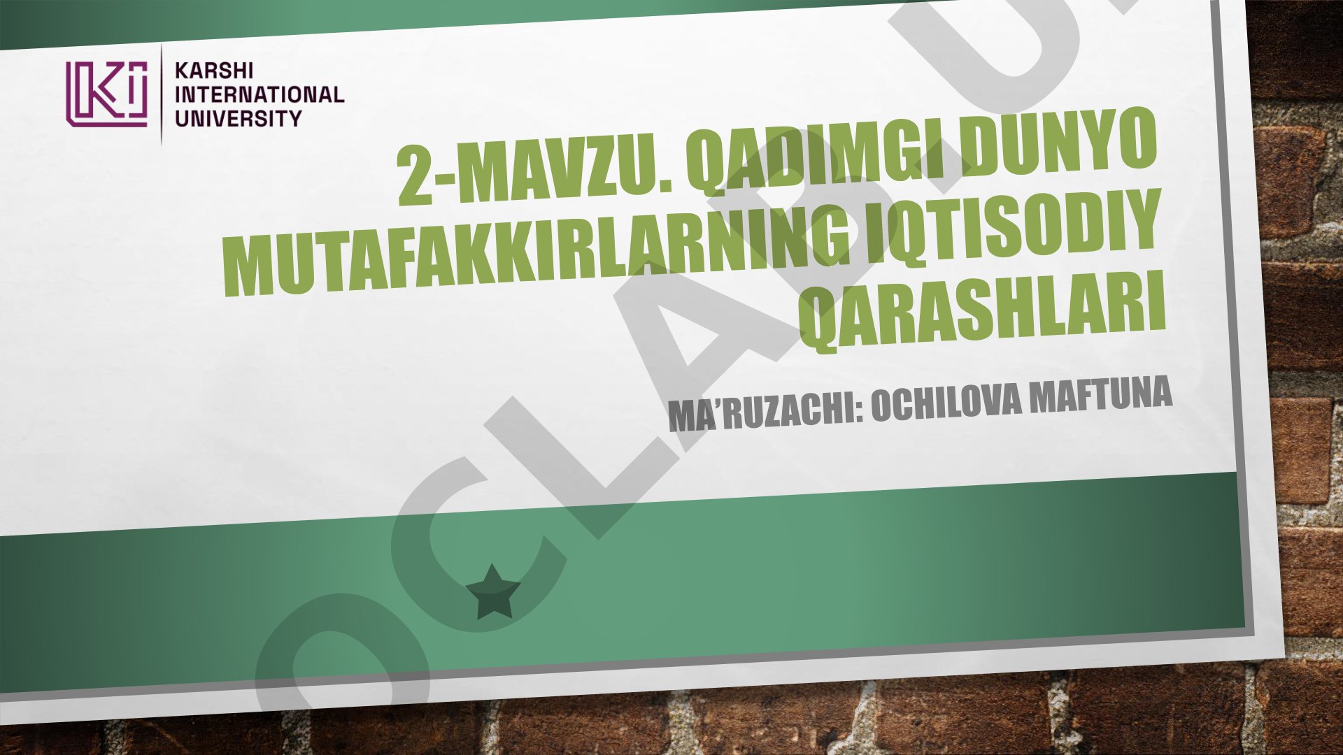 Bugungi iqtisodiy g'oyalar qachondan boshlangan deb o'ylaysiz?