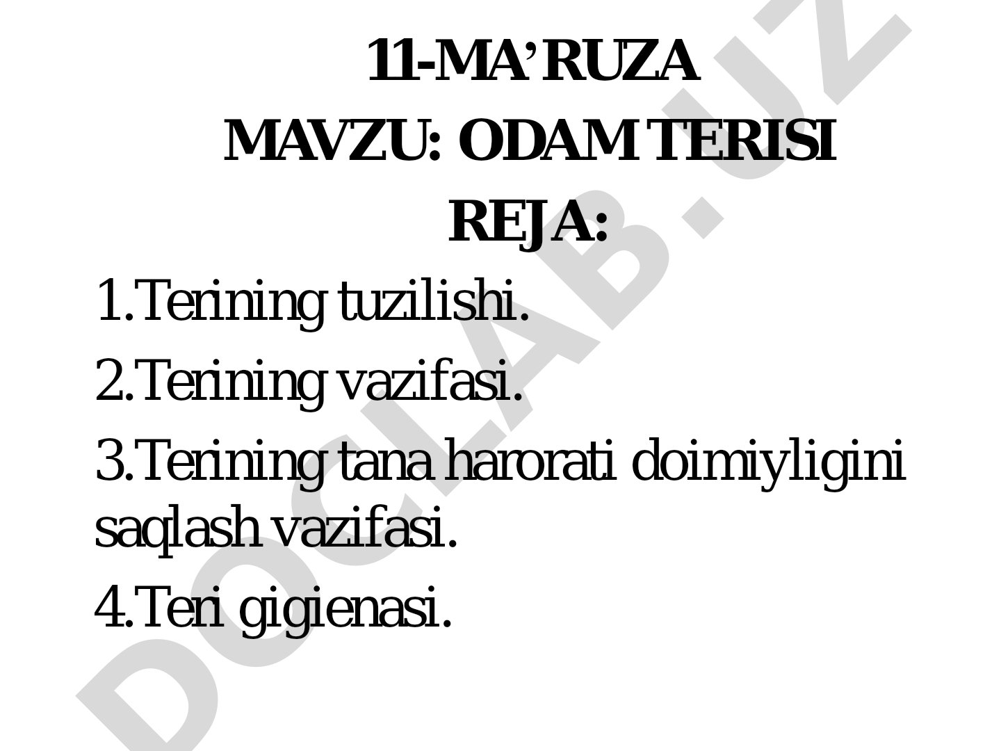 Odam terisi tuzilishi, vazifasi va gigienasi