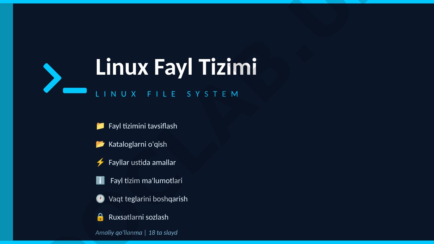 Linux fayl tizimi tuzilishi, kataloglarni o'qish, fayllar ustida amallar va ruxsatlarni