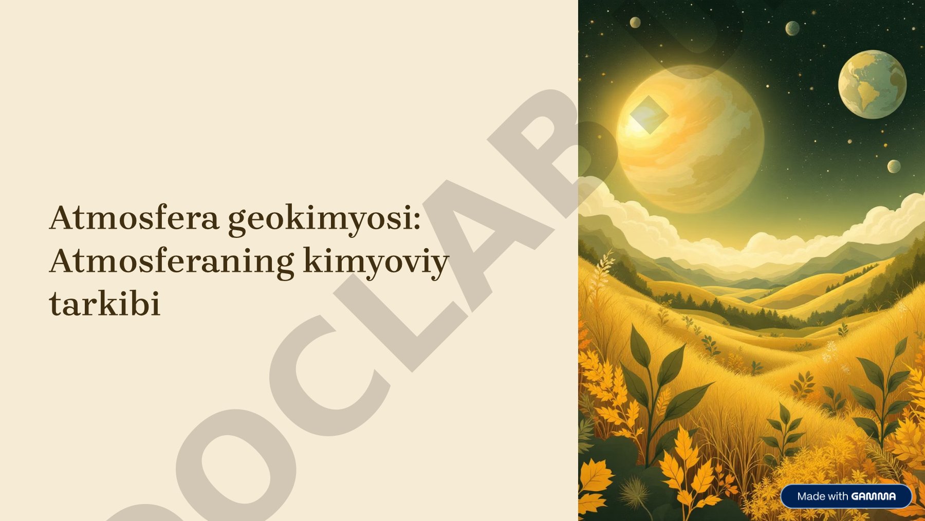 Atmosfera geokimyosi: Atmosferaning kimyoviy tarkibi