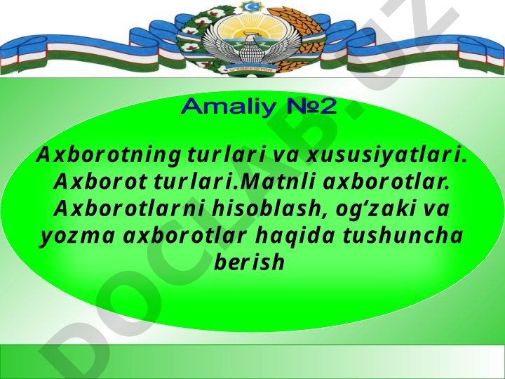 Axborot turlari va xususiyatlari