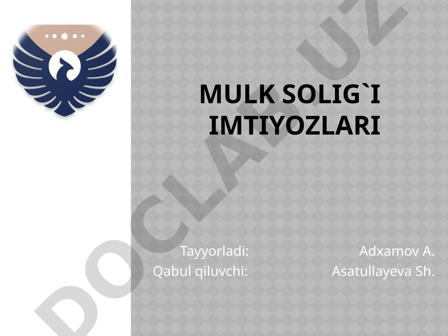 Mulk solig`i, jismoniy va yuridik shaxslar uchun imtiyozlar haqida ma'lumot
