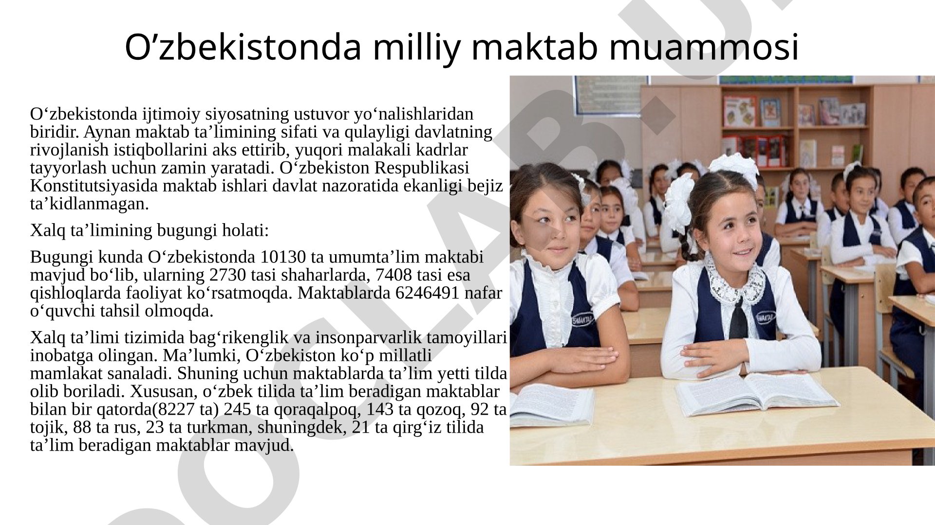 O’zbekistonda milliy maktab muammosi