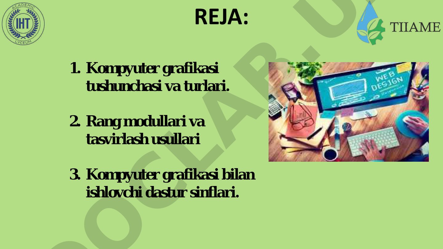 Kompyuter grafikasi tushunchasi, turlari va rang modullari