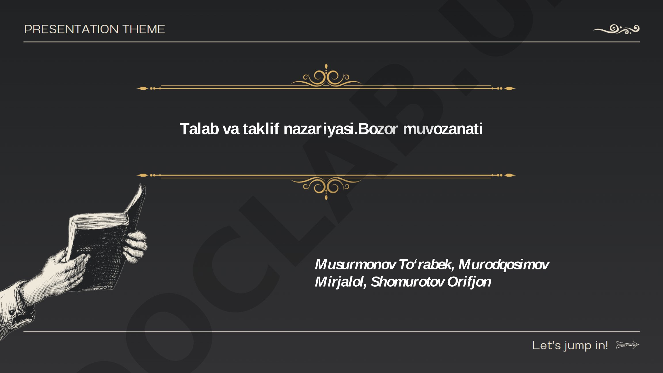 Talab va taklif nazariyasi.Bozor muvozanati