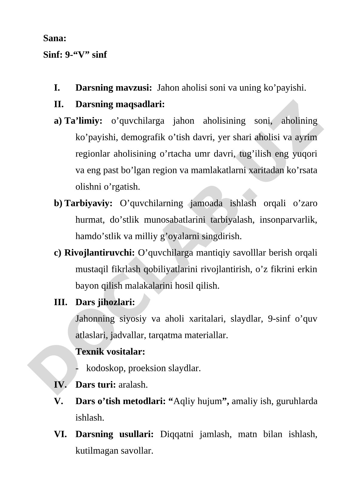 Jahon aholisi soni va uning ko'payishi