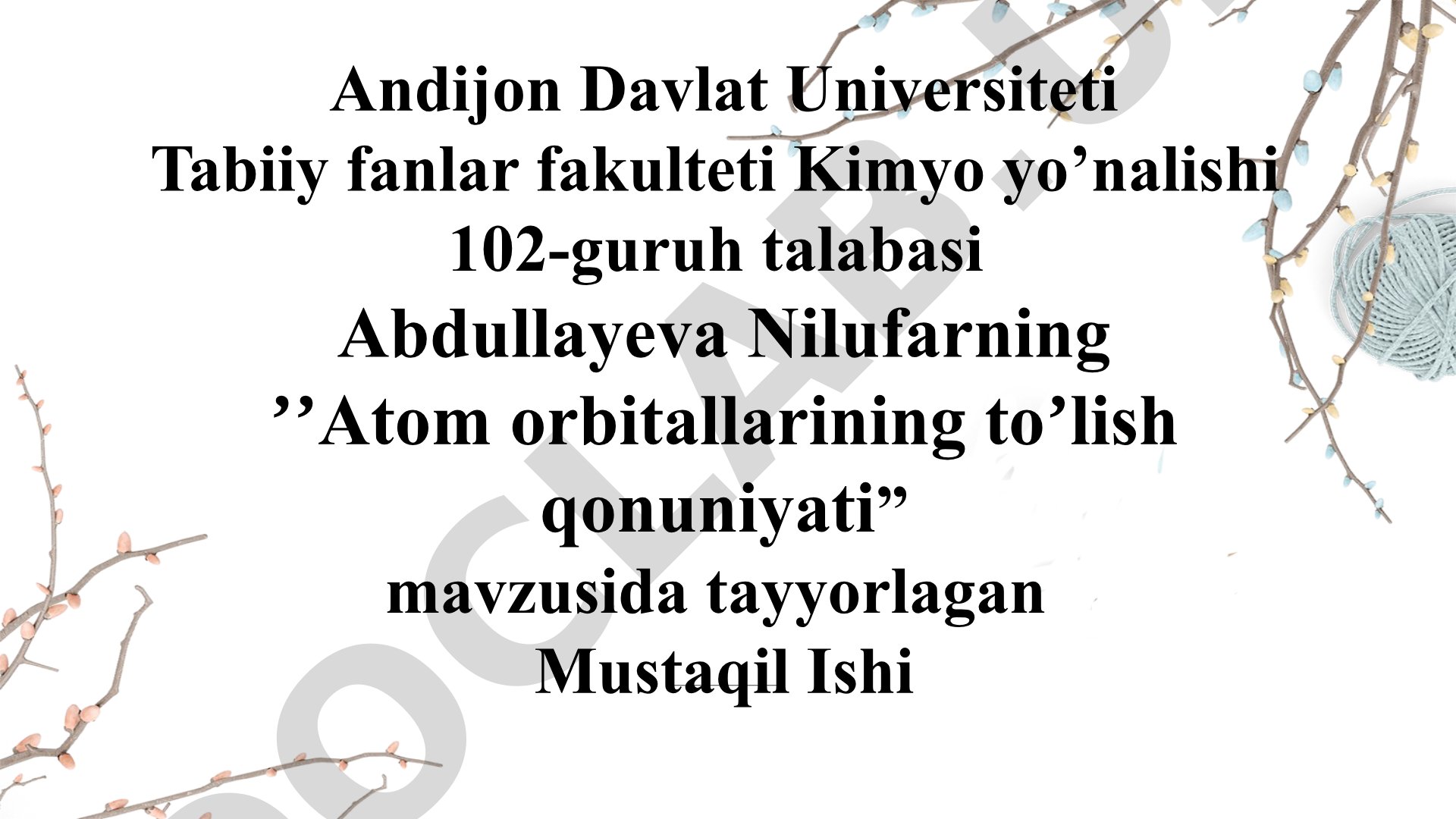 Atom orbitallarining to'lish qonuniyati