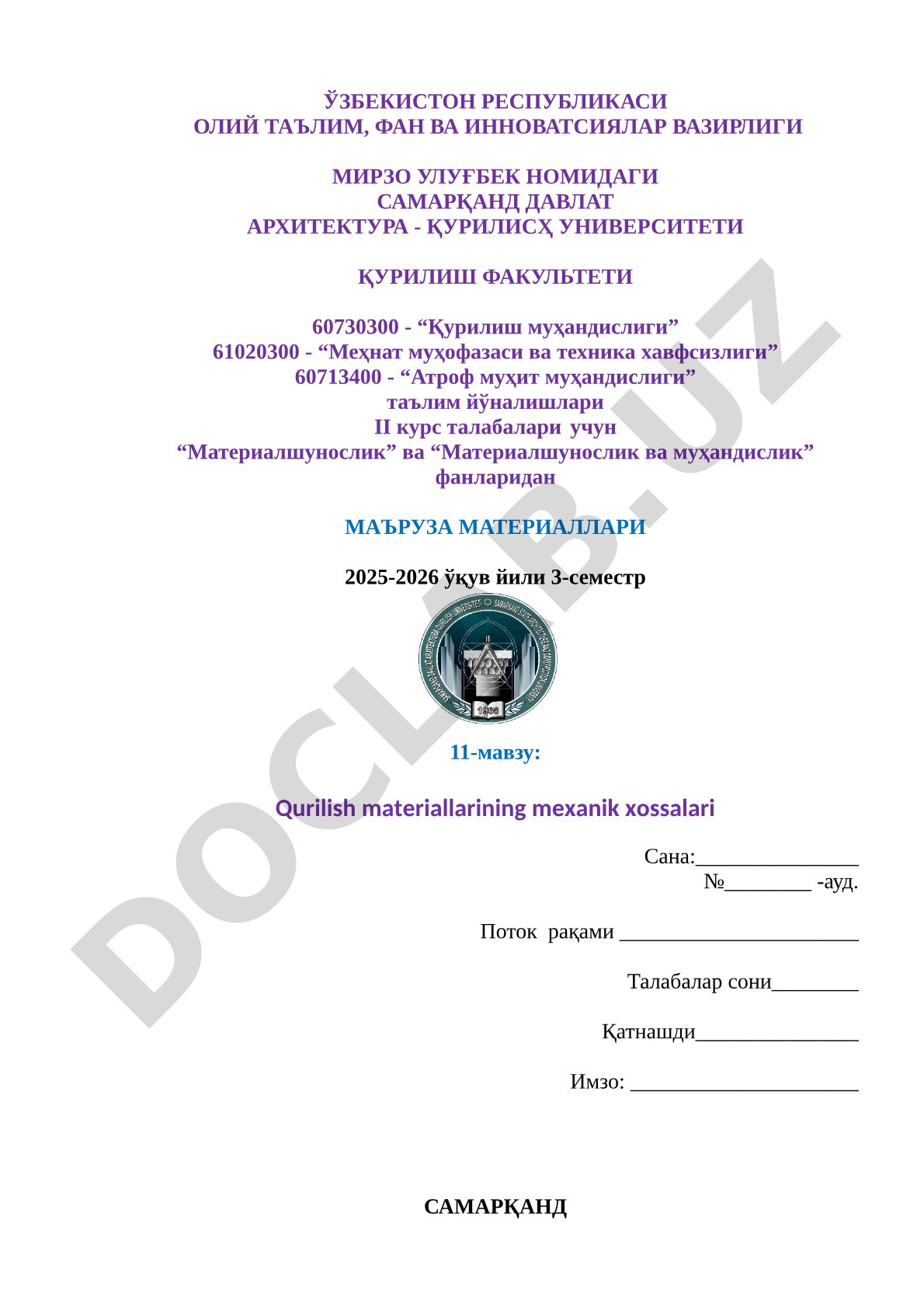 Qurilish materiallarining mexanik xossalari