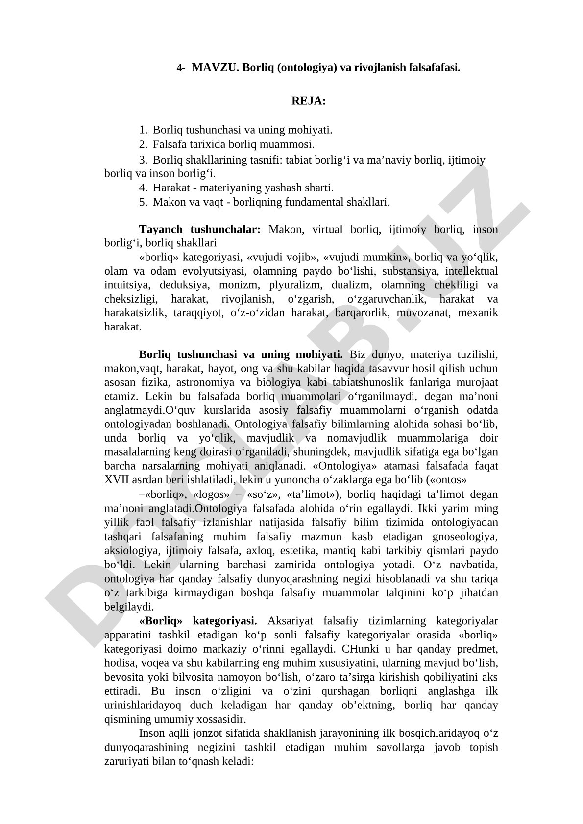 Borliq (ontologiya) va rivojlanish falsafafasi