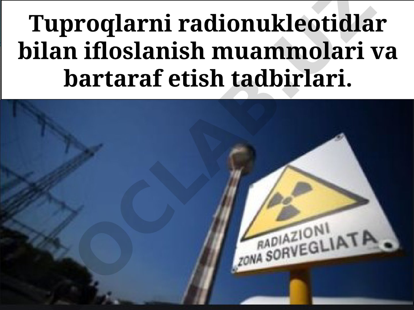Tuproqlarni radionukleotidlar bilan ifloslanish muammolari va bartaraf etish tadbirlari