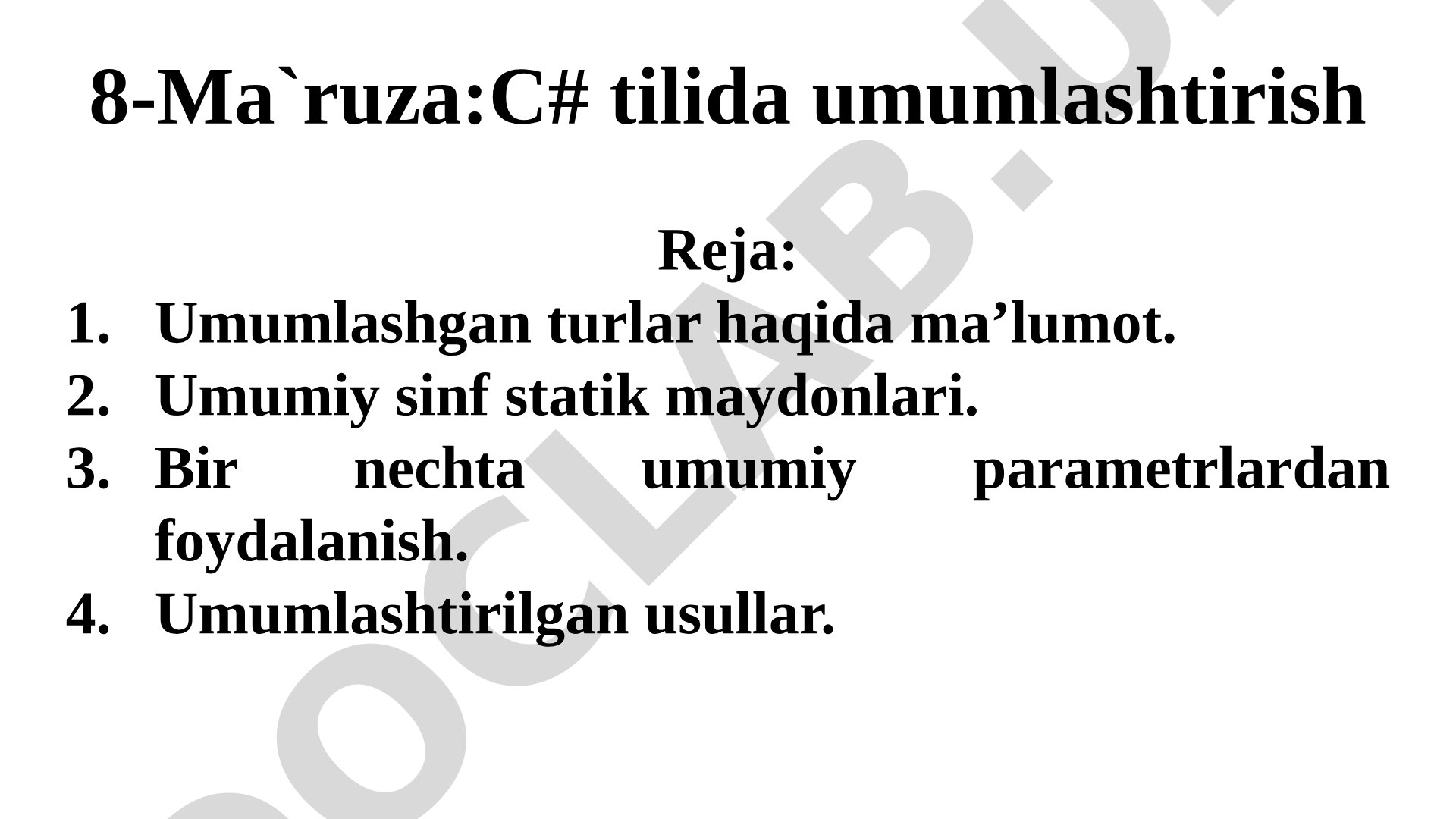 C# tilida umumlashtirish