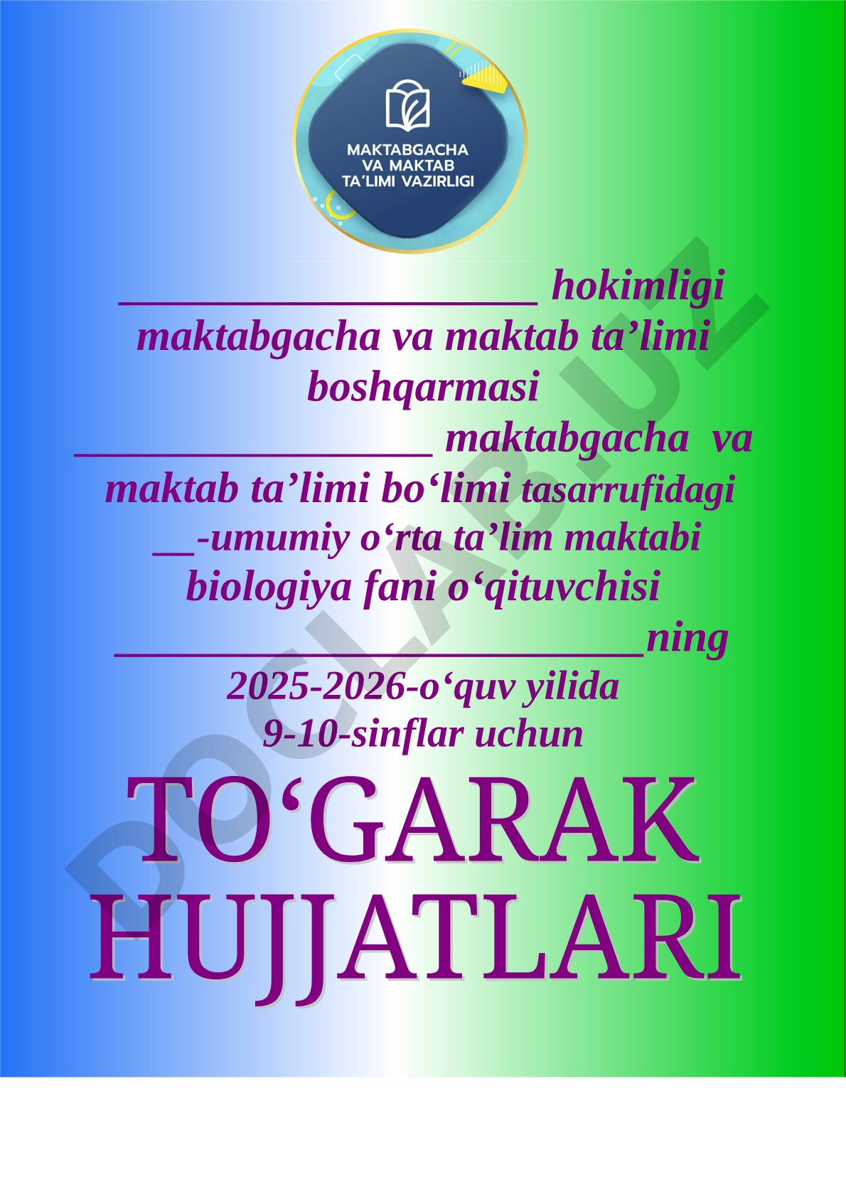 9-10-sinflar uchun biologiya to'garagi