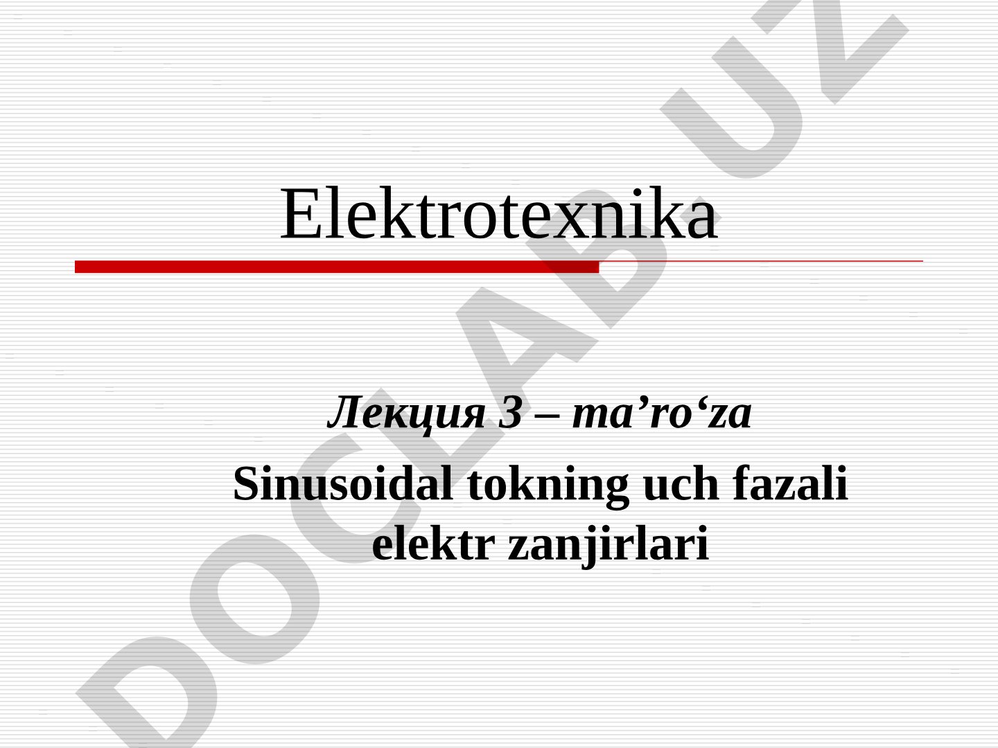 Sinusoidal tokning uch fazali elektr zanjirlari