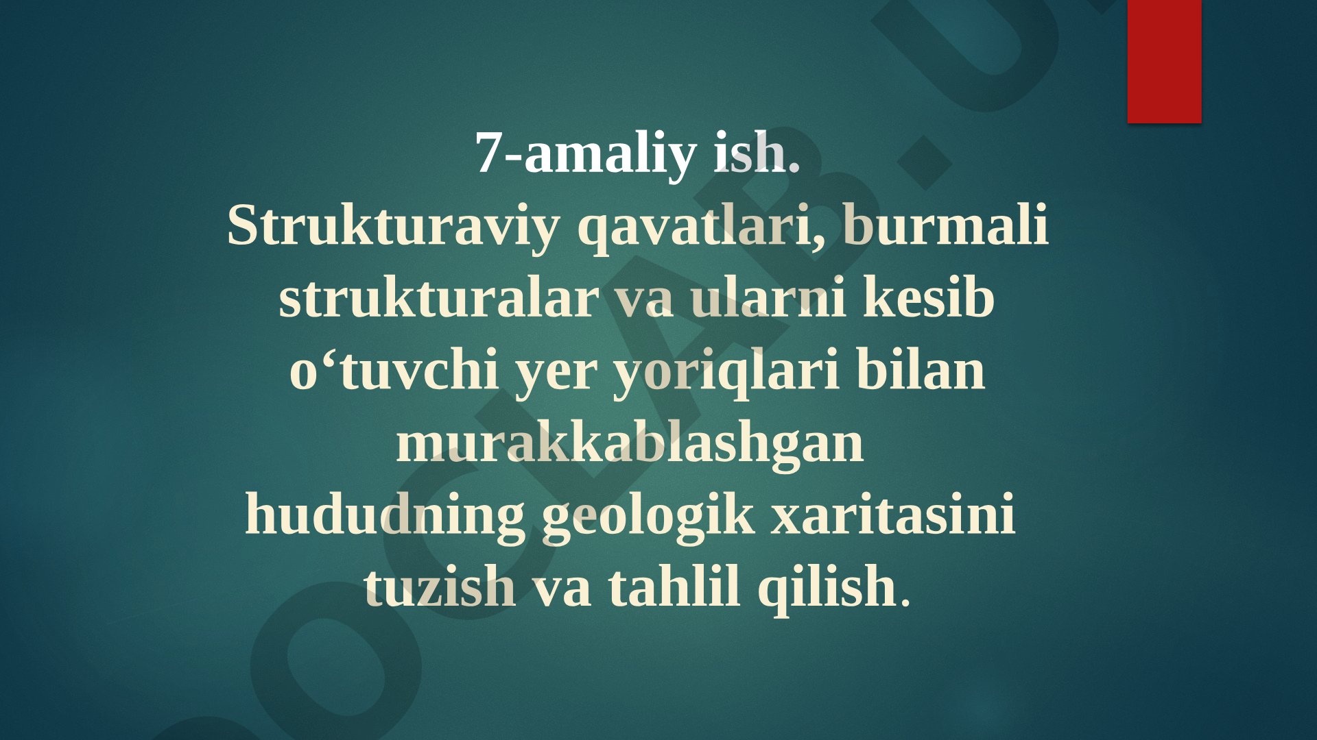 Strukturaviy qavatlari, burmali strukturalar va yer yoriqlari hududning geologik xaritasini