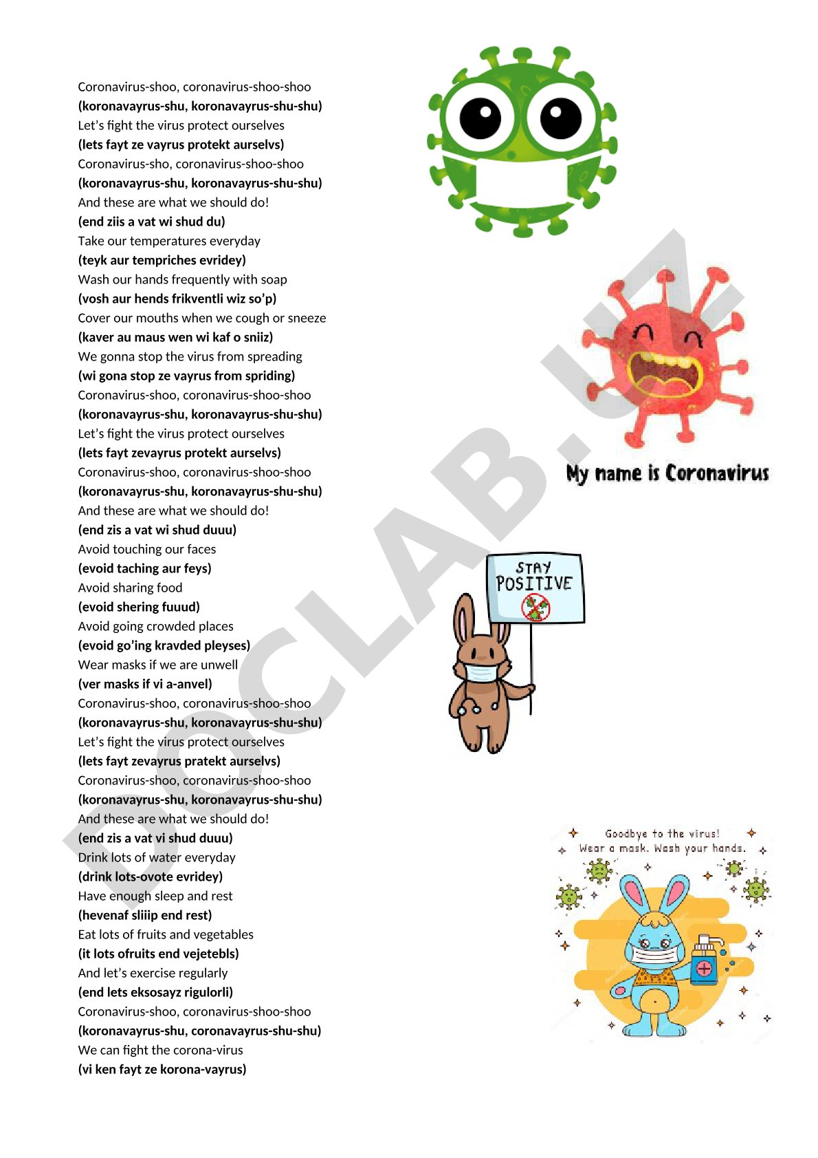Coronavirus protection measures song