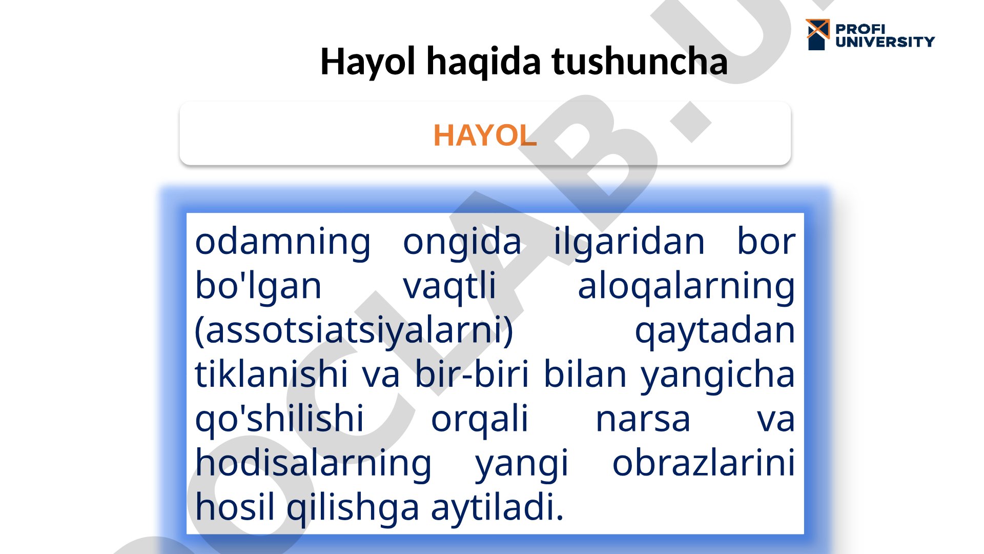 Hayol tushunchasi va turlari