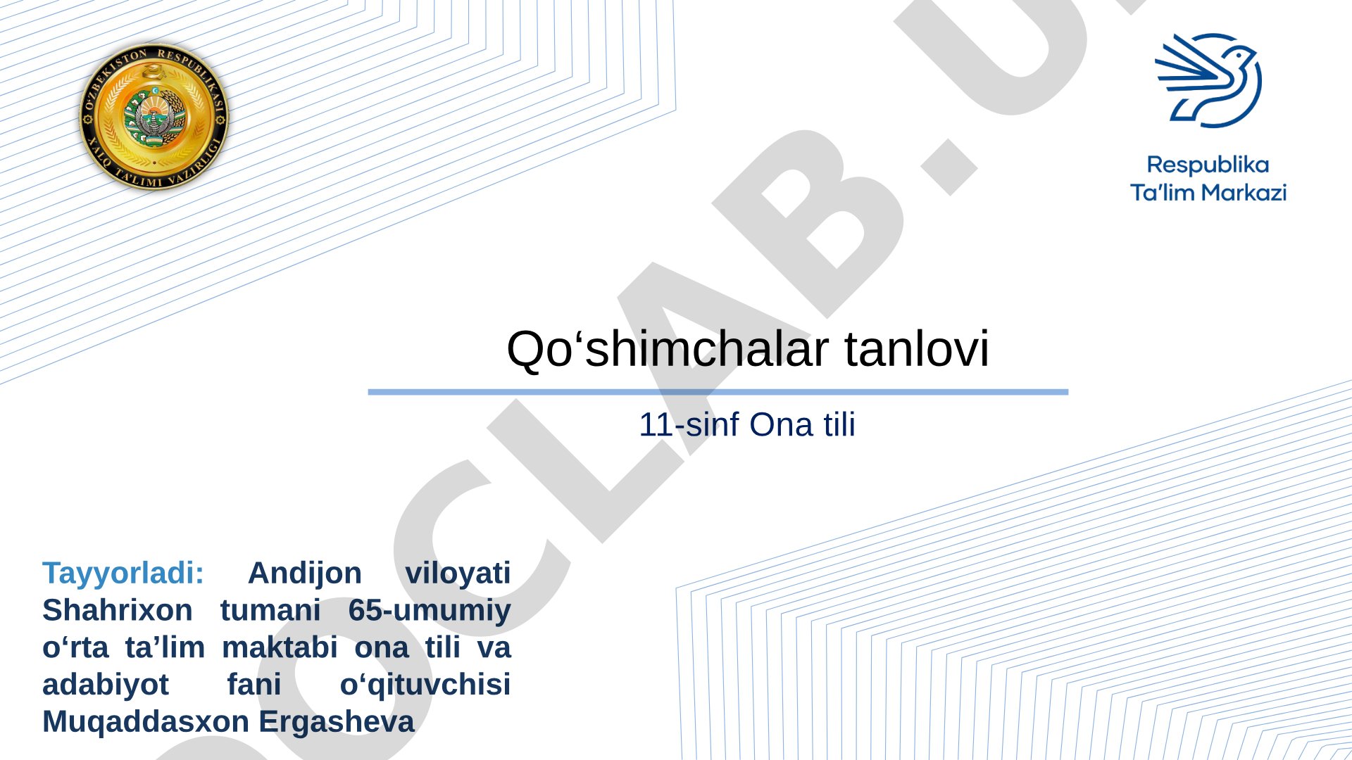 11-sinf Ona tili Qo‘shimchalar tanlovi