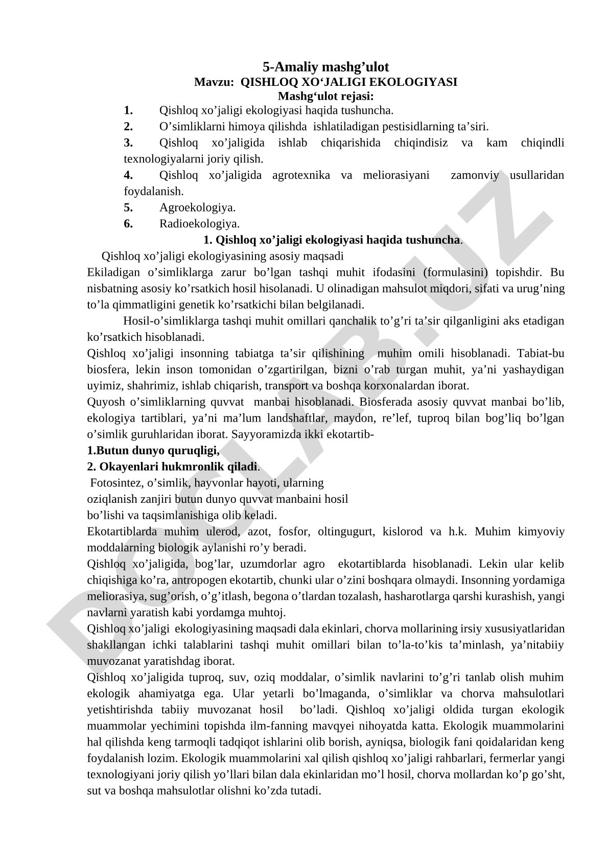 Qishloq xo'jaligi ekologiyasi