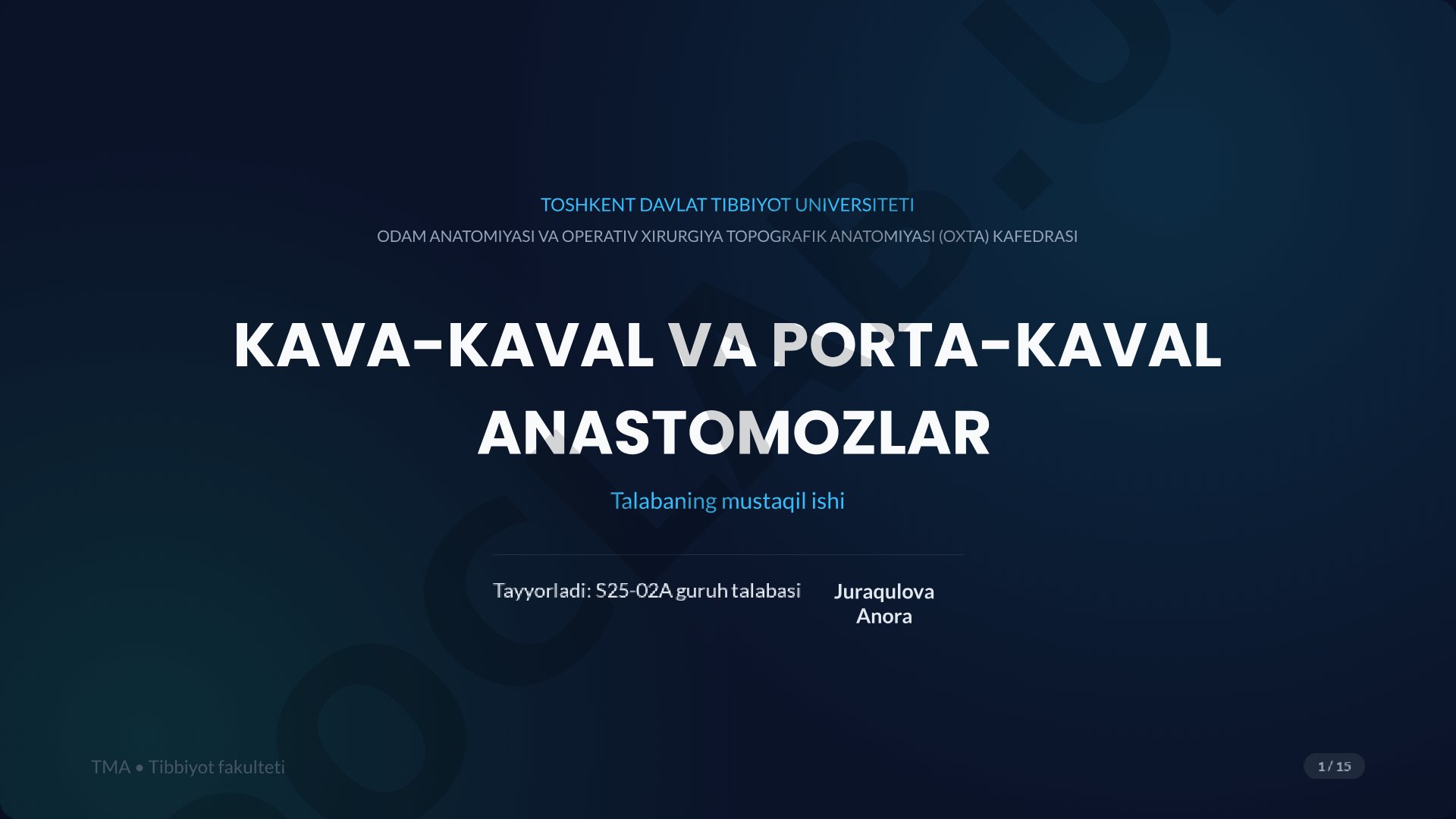 Kava-kaval va porta-kaval anastomozlar