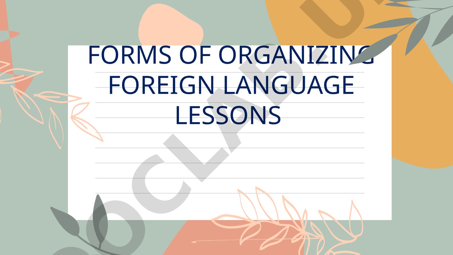 Forms of Organizing Foreign Language Lessons and Motivation