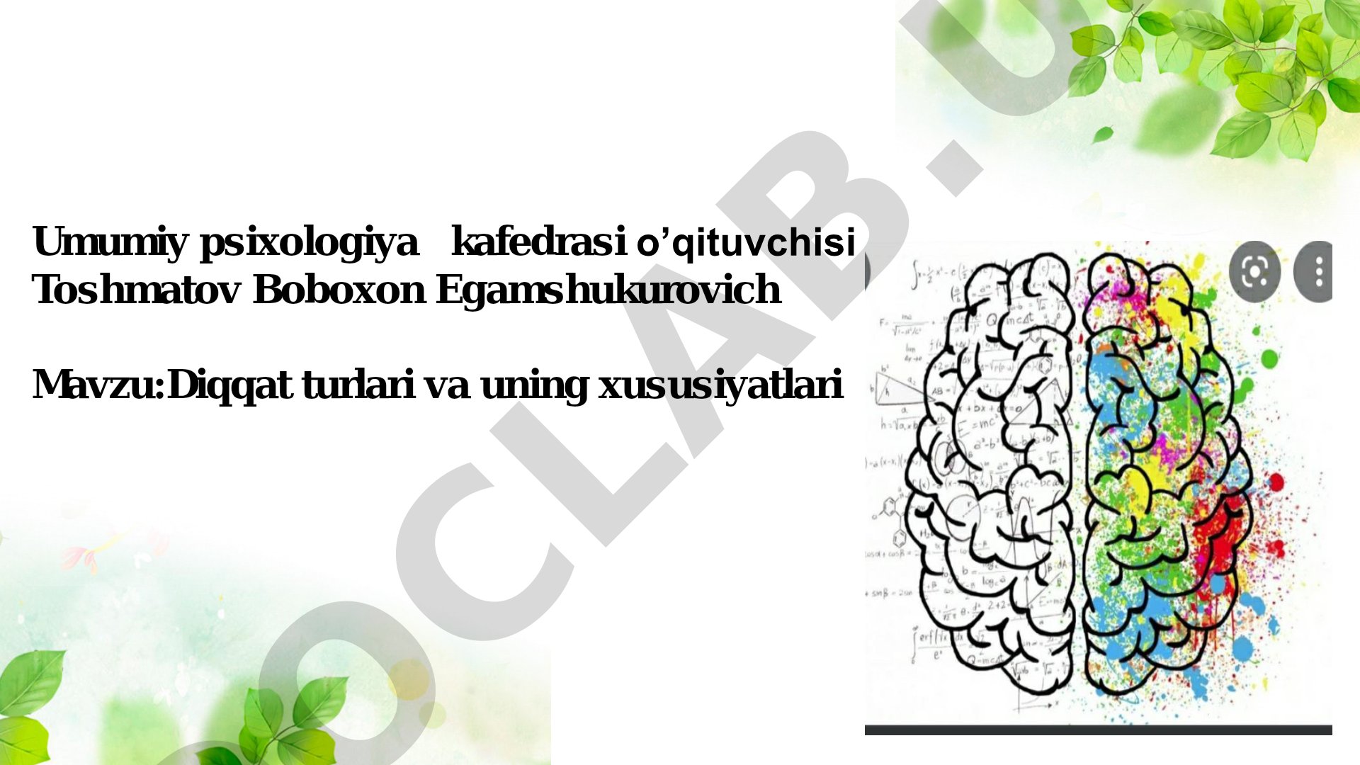 Diqqat turlari va uning xususiyatlari