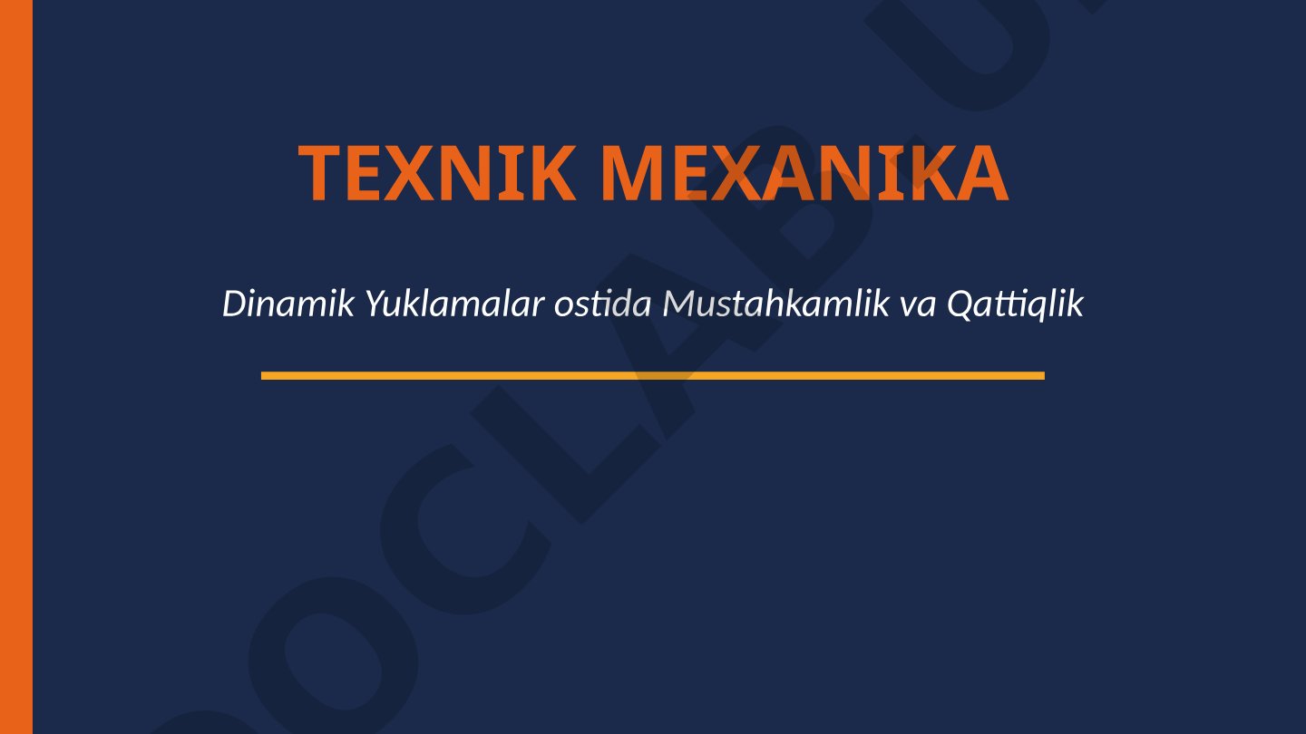 Texnik mexanika Dinamik yuklamalar ostida mustahkamlik va qattiqlik