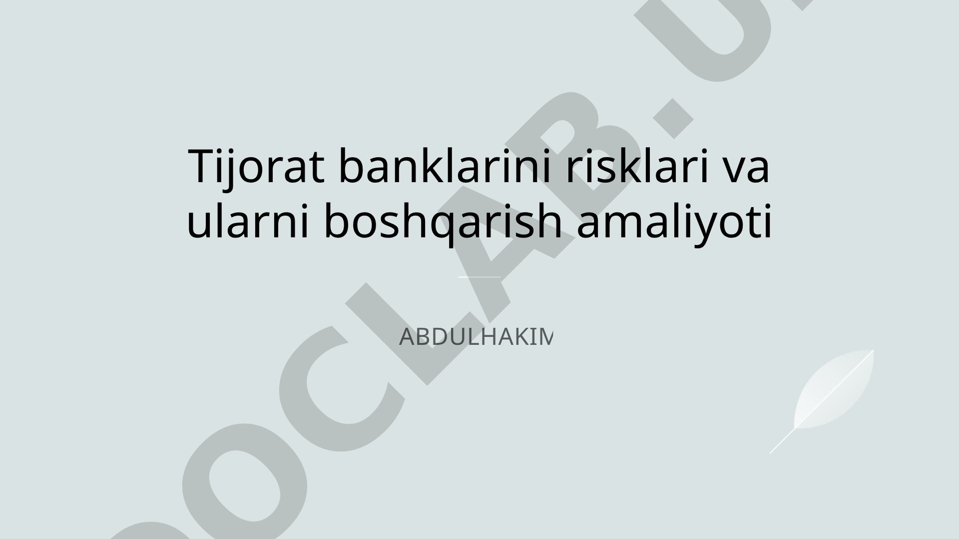 Tijorat banklaridagi risklar va ularni boshqarish amaliyoti