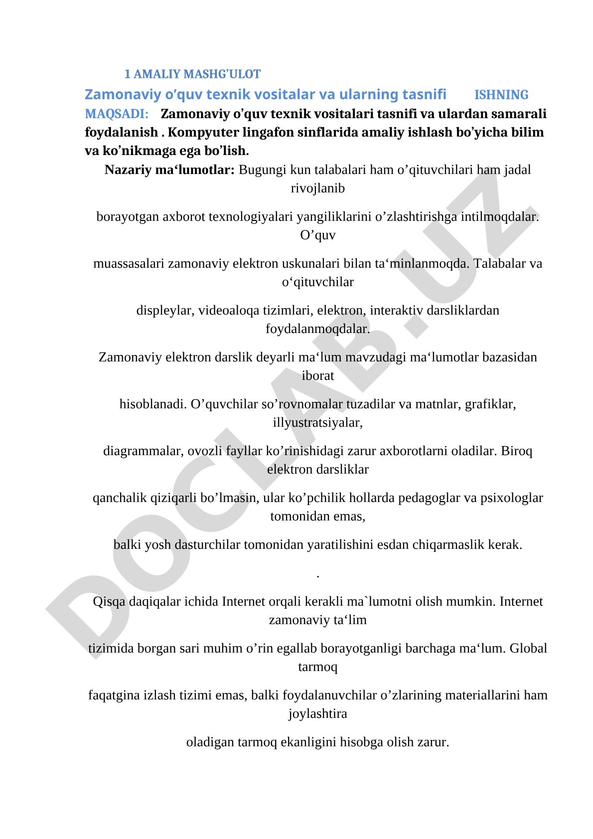 Kompyuter lingafon sinflarida amaliy ishlash bo’yicha bilim va ko’nikmaga ega bo’lish