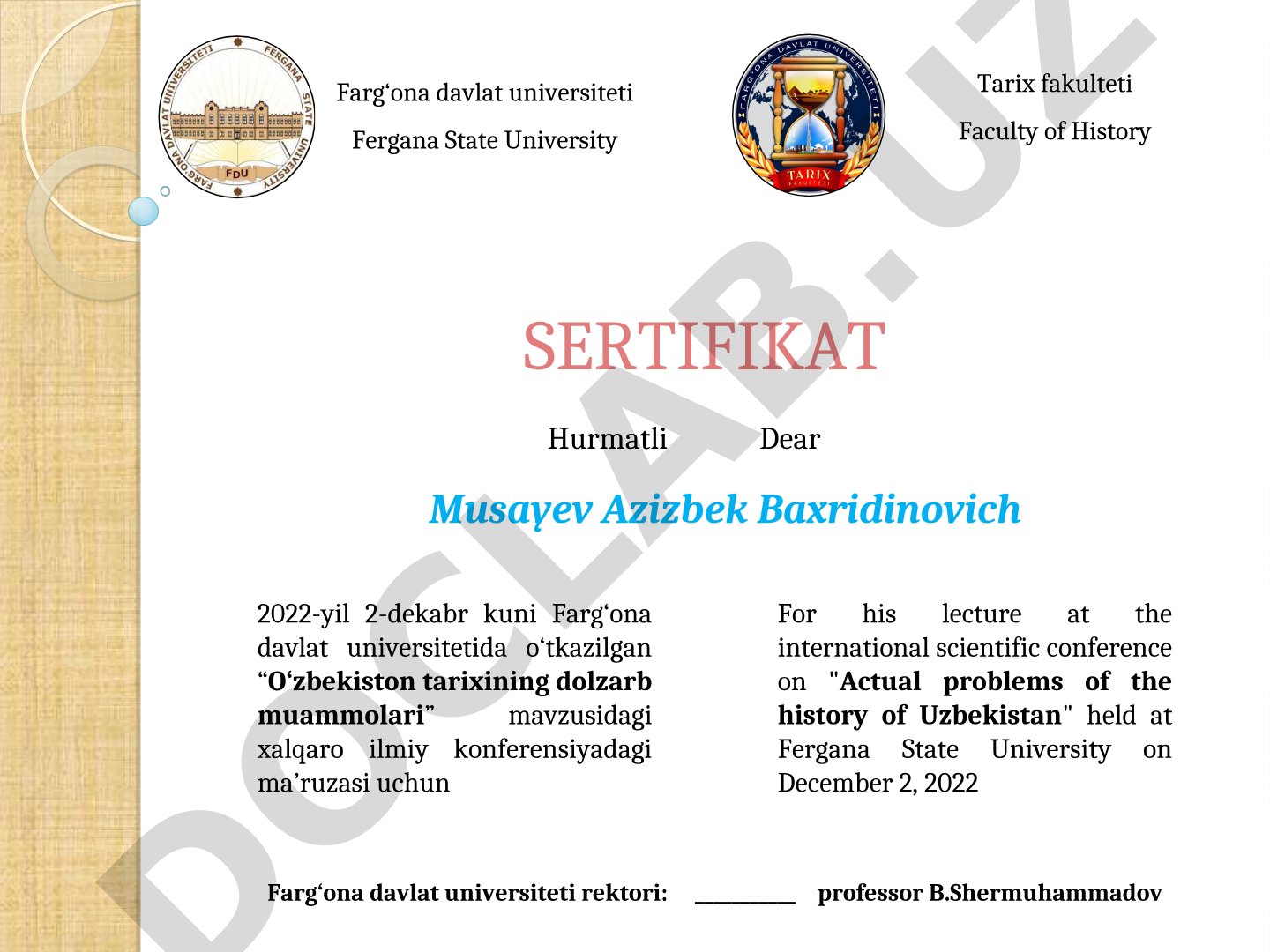 O‘zbekiston tarixining dolzarb muammolari