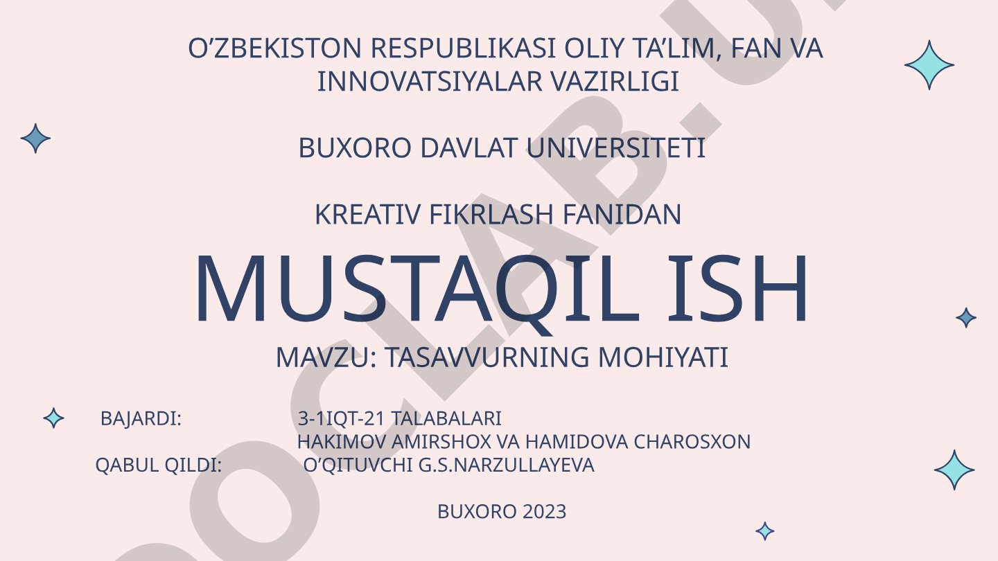 Tasavvurning mohiyati