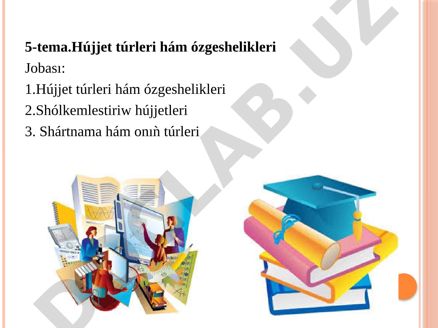 Hújjet túrleri hám ózgeshelikleri