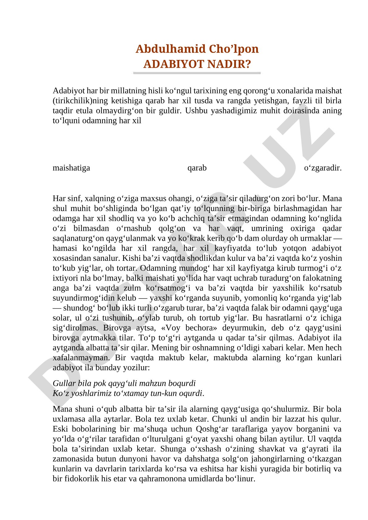 Adabiyot nadir?