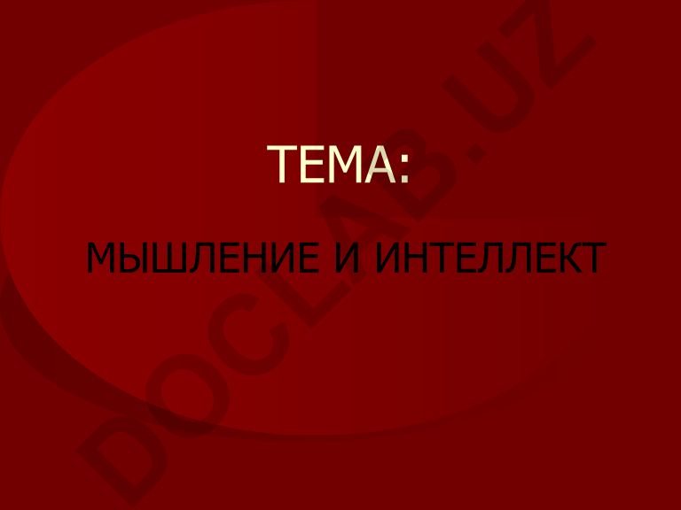 Мышление и интеллект