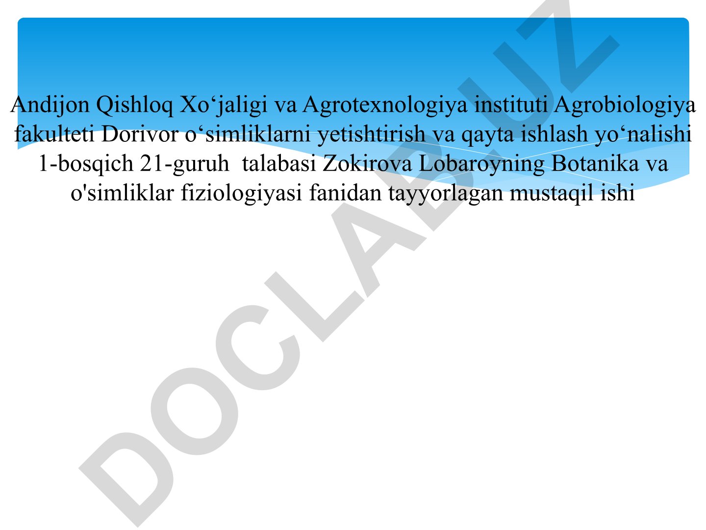 Fitogormonlar va o'simliklar fiziologiyasi