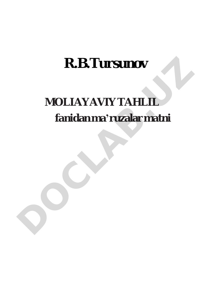 Moliyaviy tahlil fanidan ma'ruzalar matni