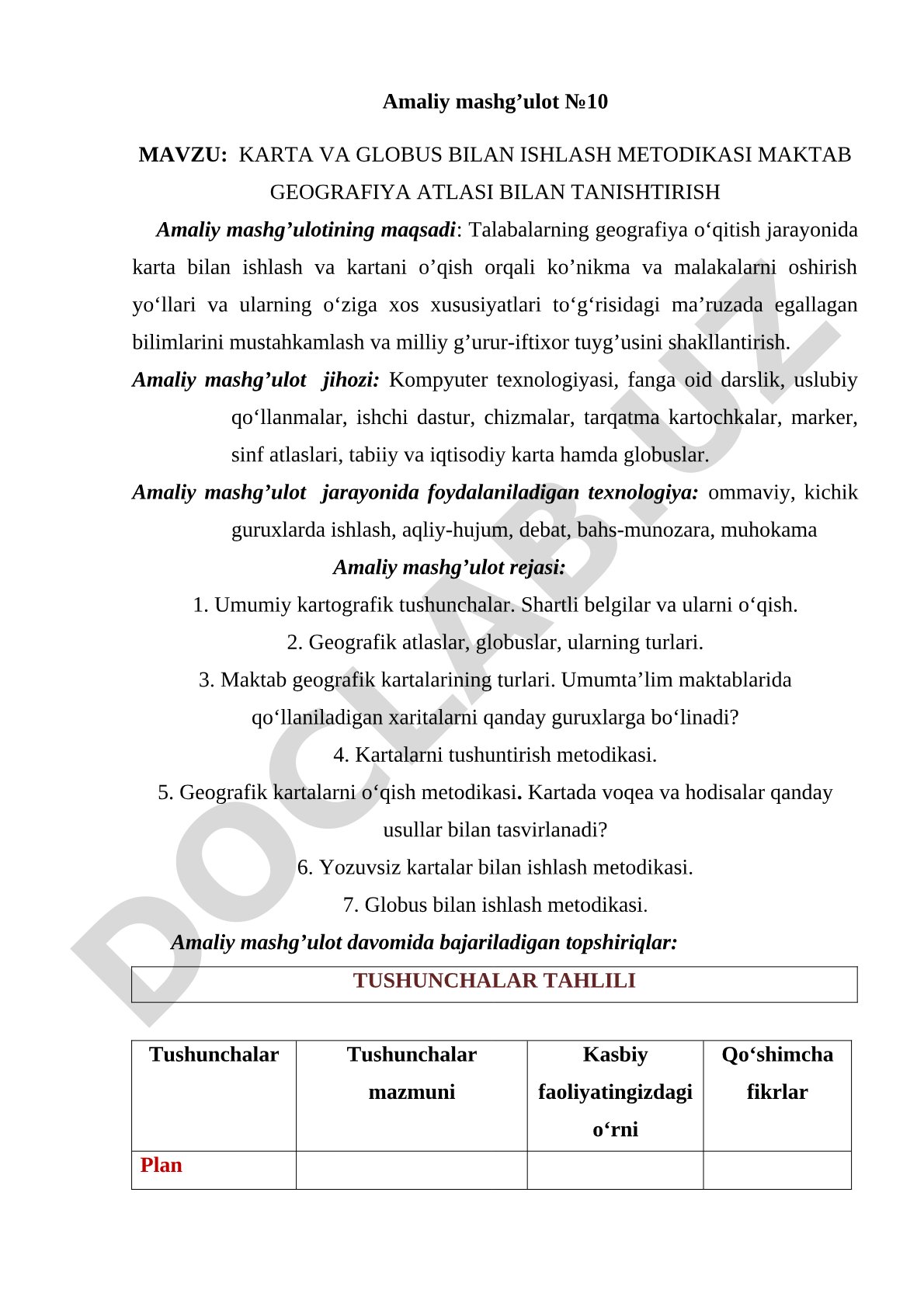 Umumiy kartografik tushunchalar