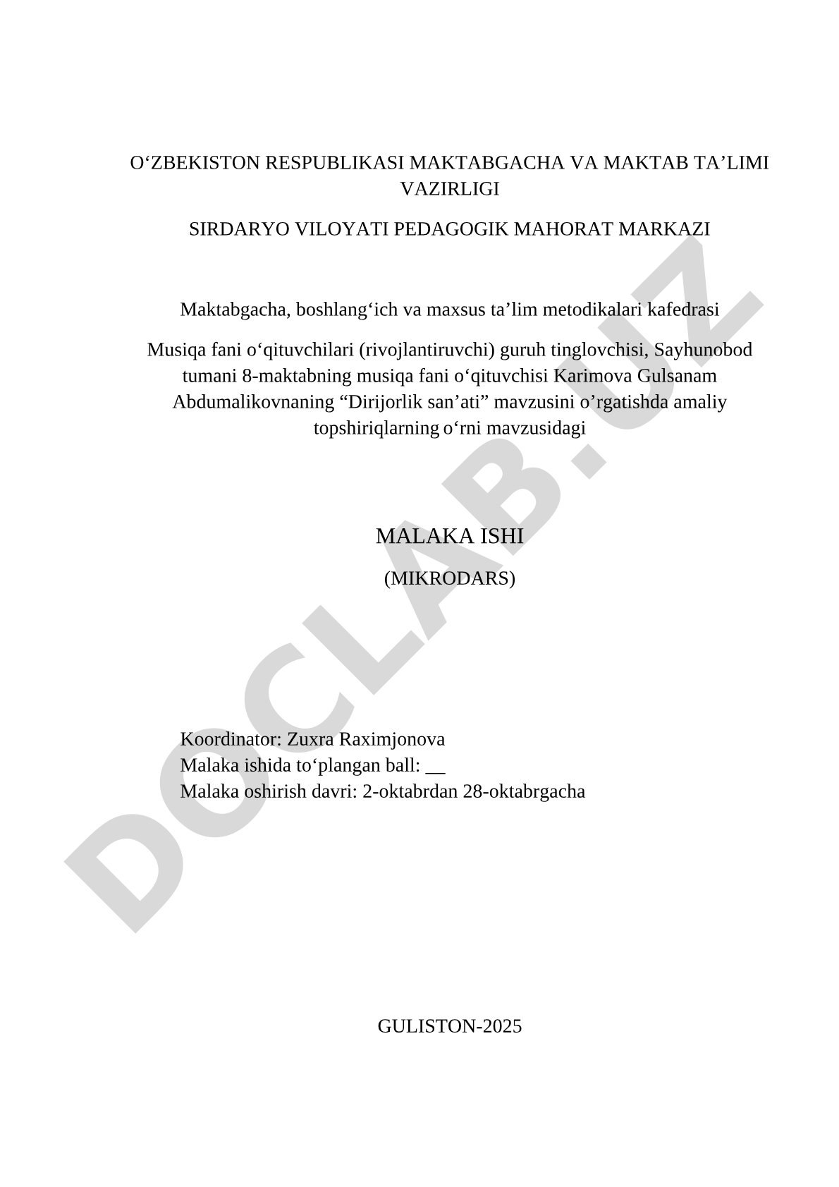 Dirijorlik san’ati mavzusini o‘rgatishda amaliy topshiriqlarning o‘rni