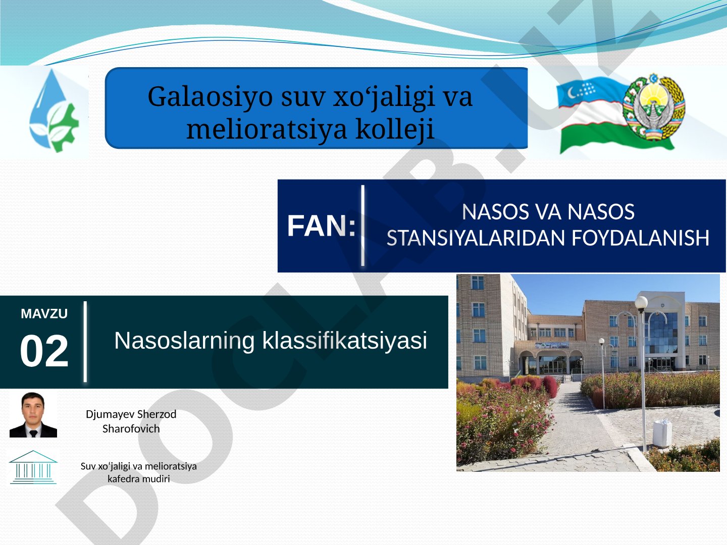 Nasoslarning klassifikatsiyasi