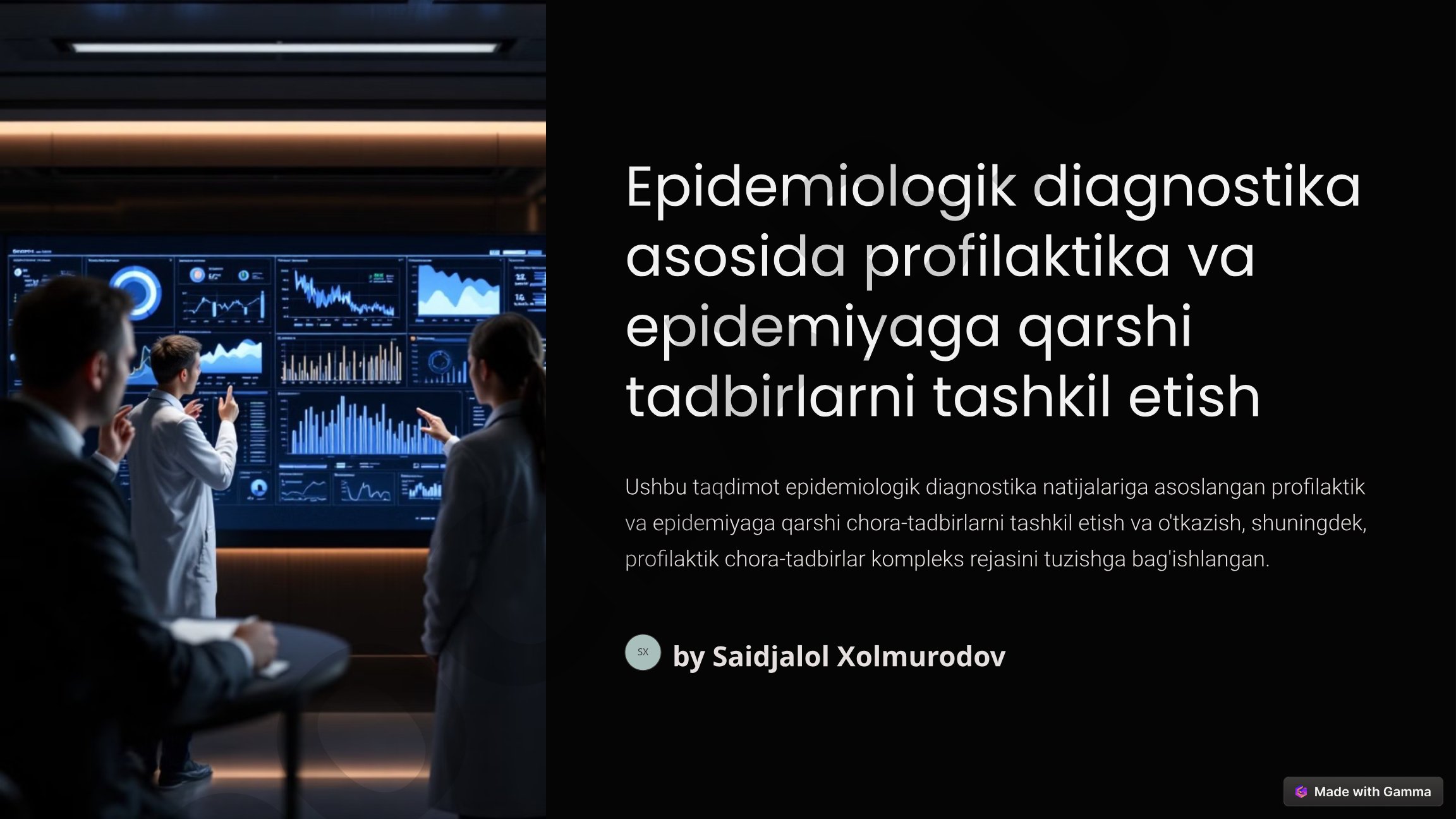 Epidemiologik diagnostika asosida profilaktika va epidemiyaga qarshi tadbirlarni tashkil etish