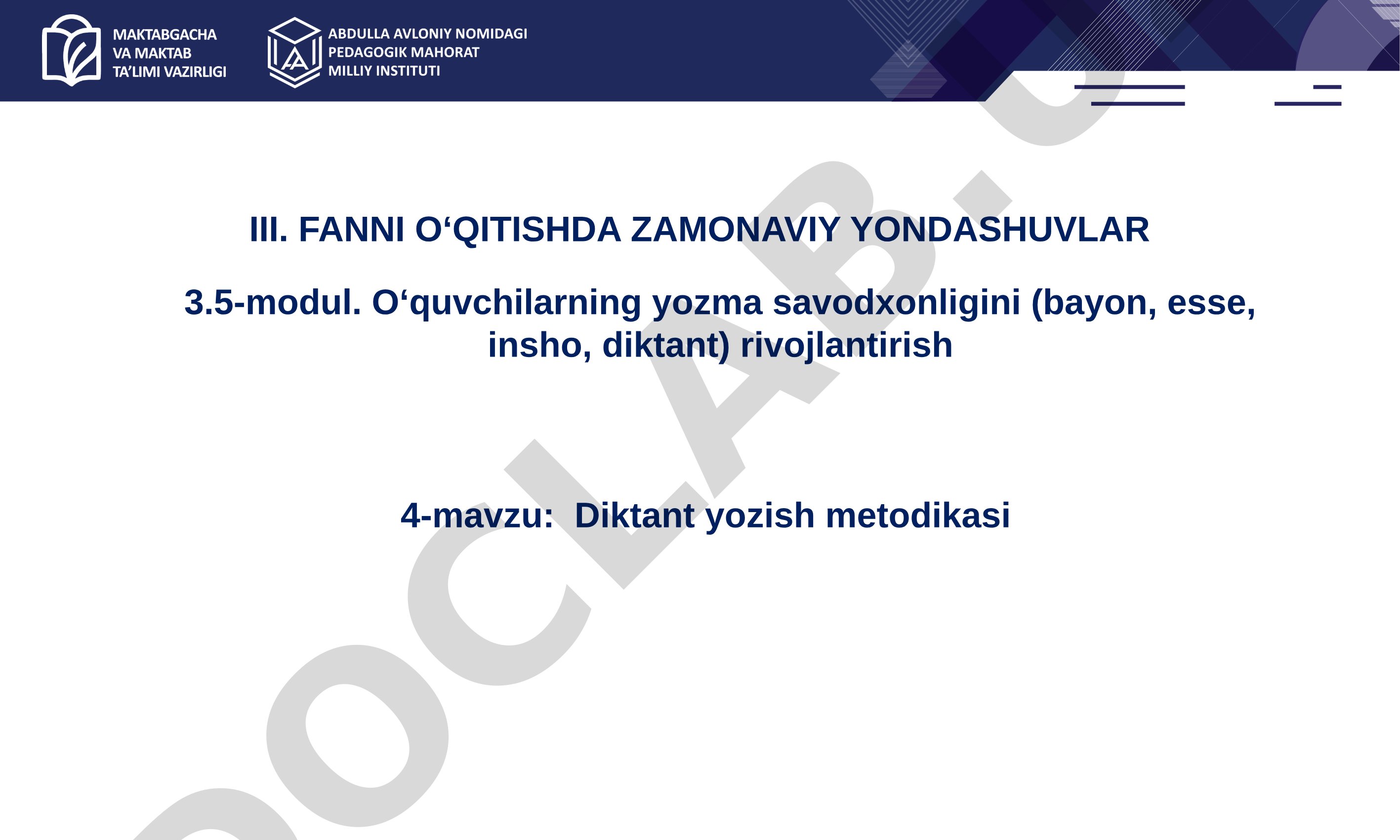 Diktant yozish metodikasi