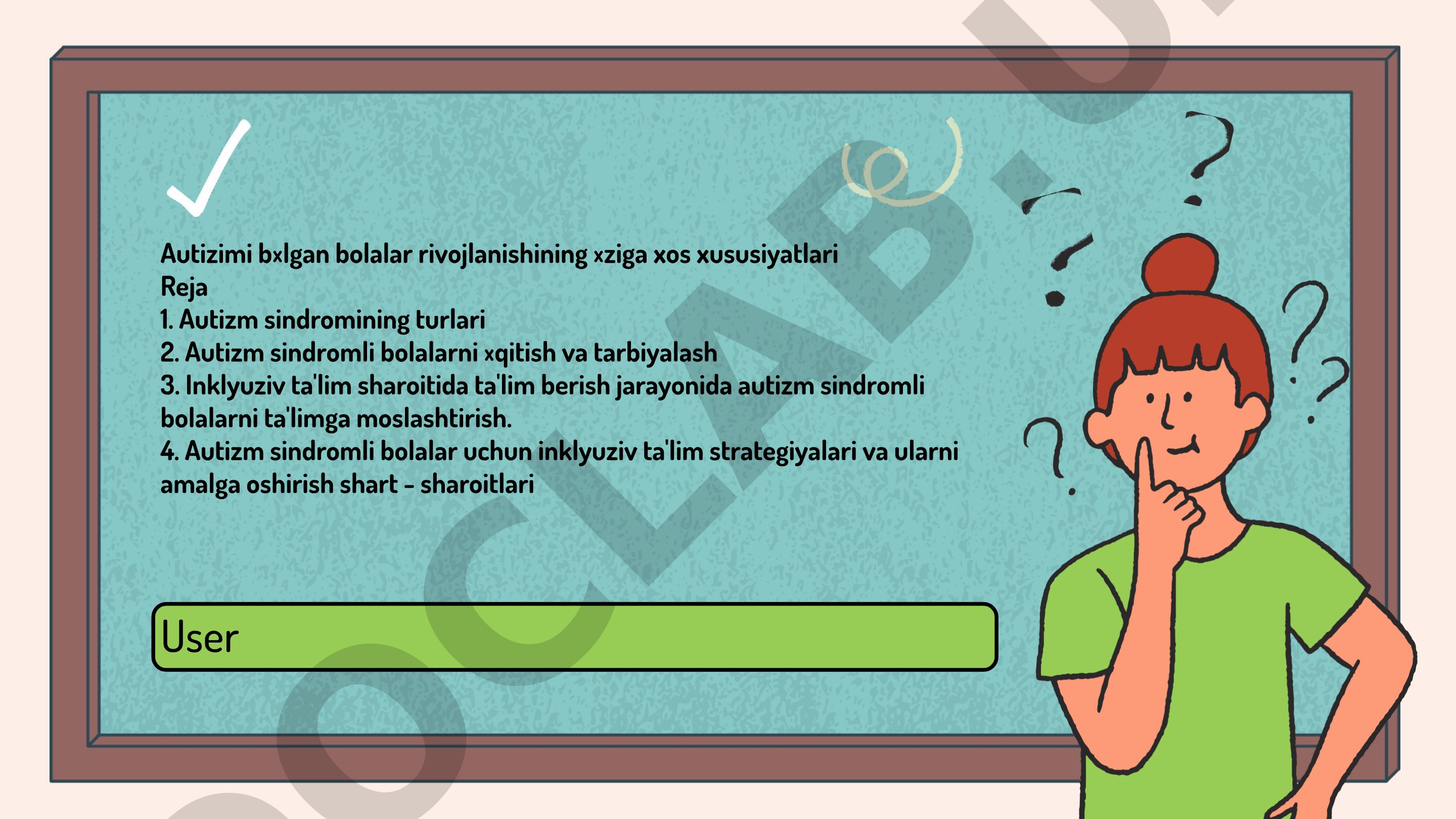 Autizmi bo'lgan bolalar rivojlanishining o'ziga xos xususiyatlari