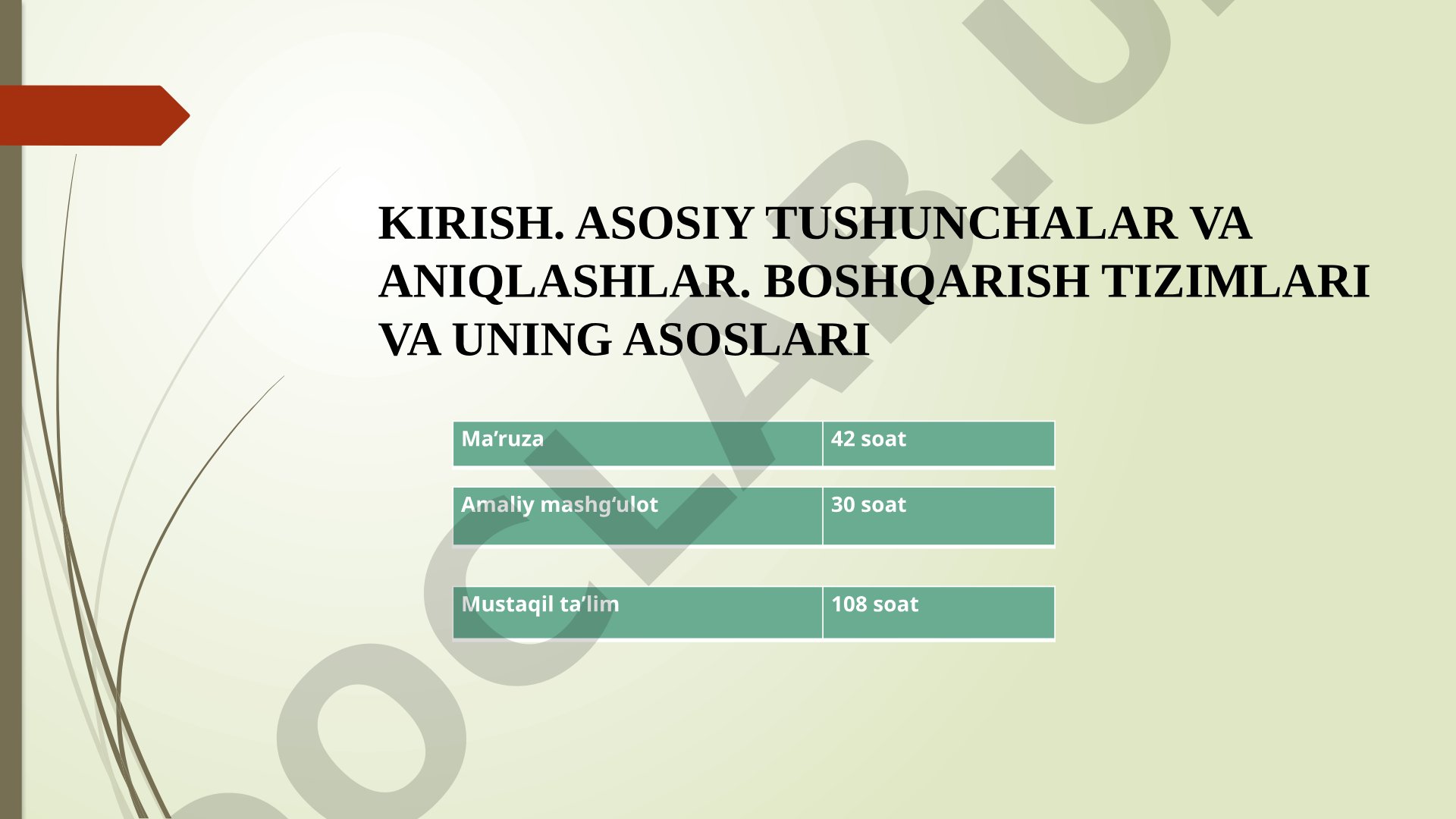 Boshqarish tizimlari va uning asoslari
