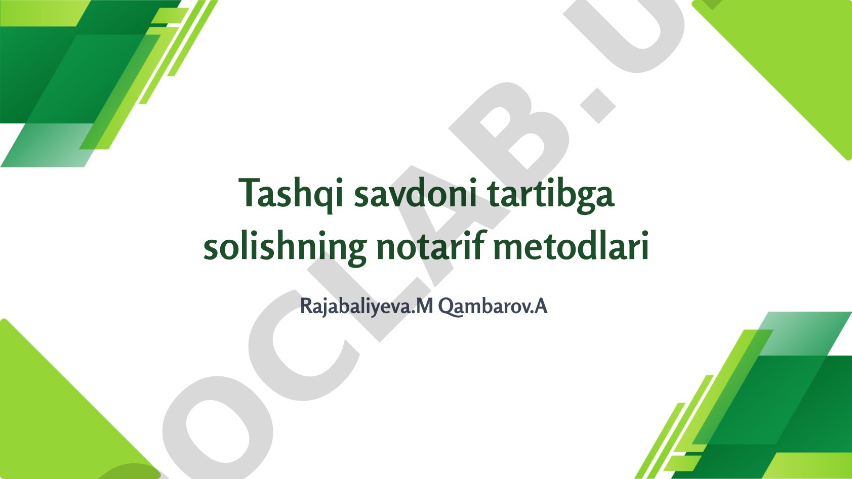 Tashqi savdoni tartibga solishning notarif metodlari